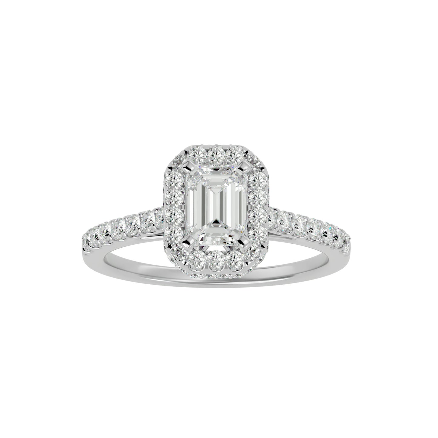 Erica emerald halo diamond engagement ring
