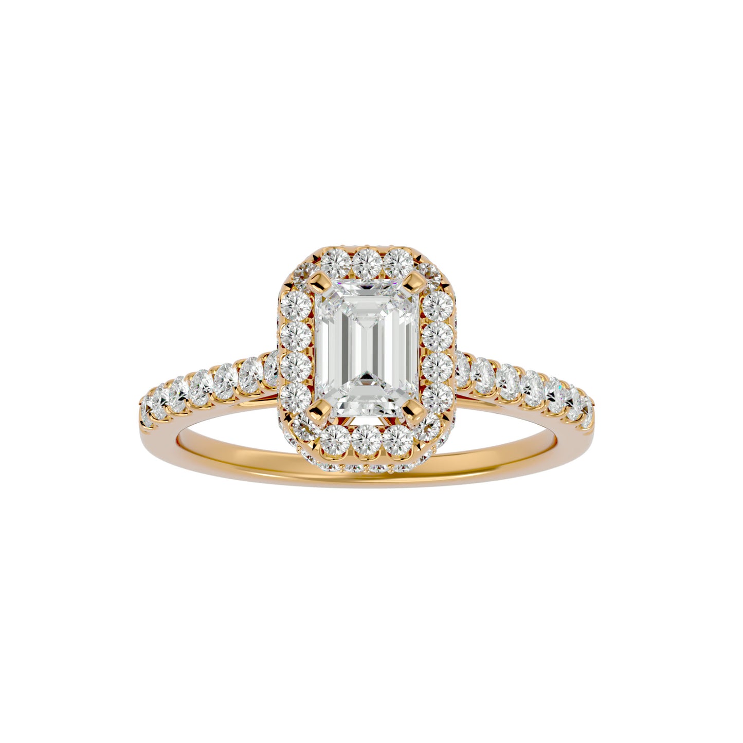 Erica emerald halo diamond engagement ring