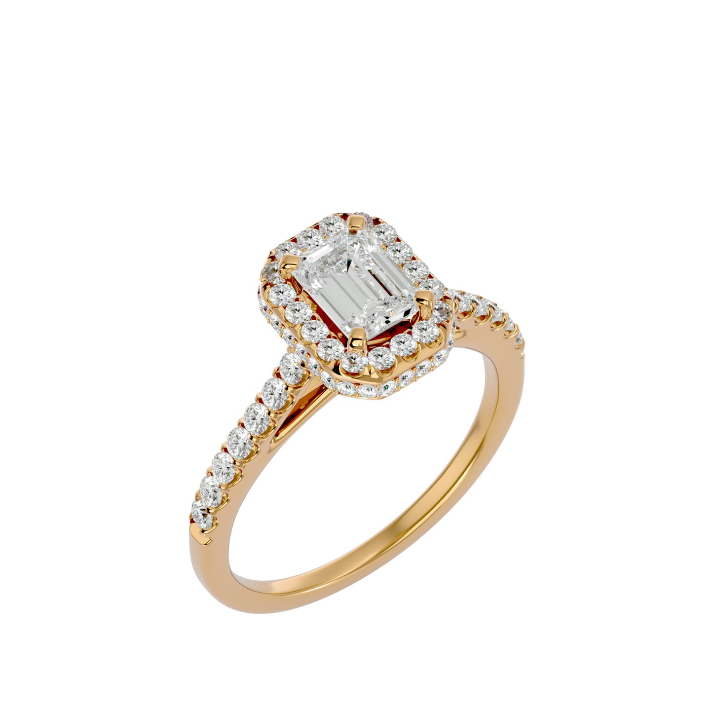 Erica emerald halo diamond engagement ring