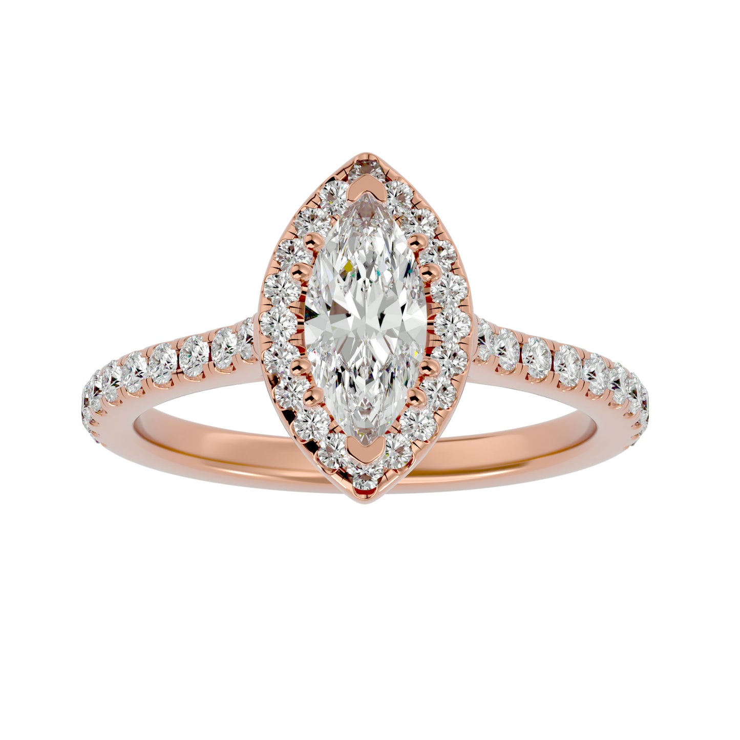 Marquise catheral halo diamond engagement ring