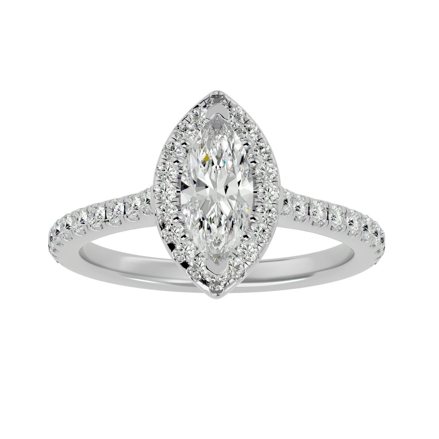 Marquise catheral halo diamond engagement ring