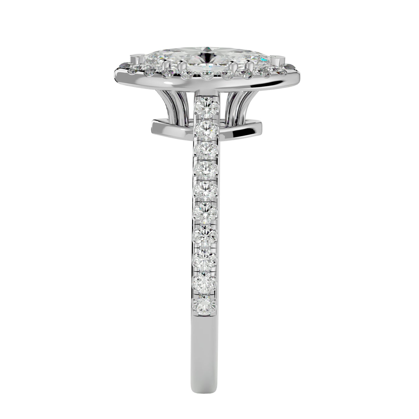 Marquise catheral halo diamond engagement ring