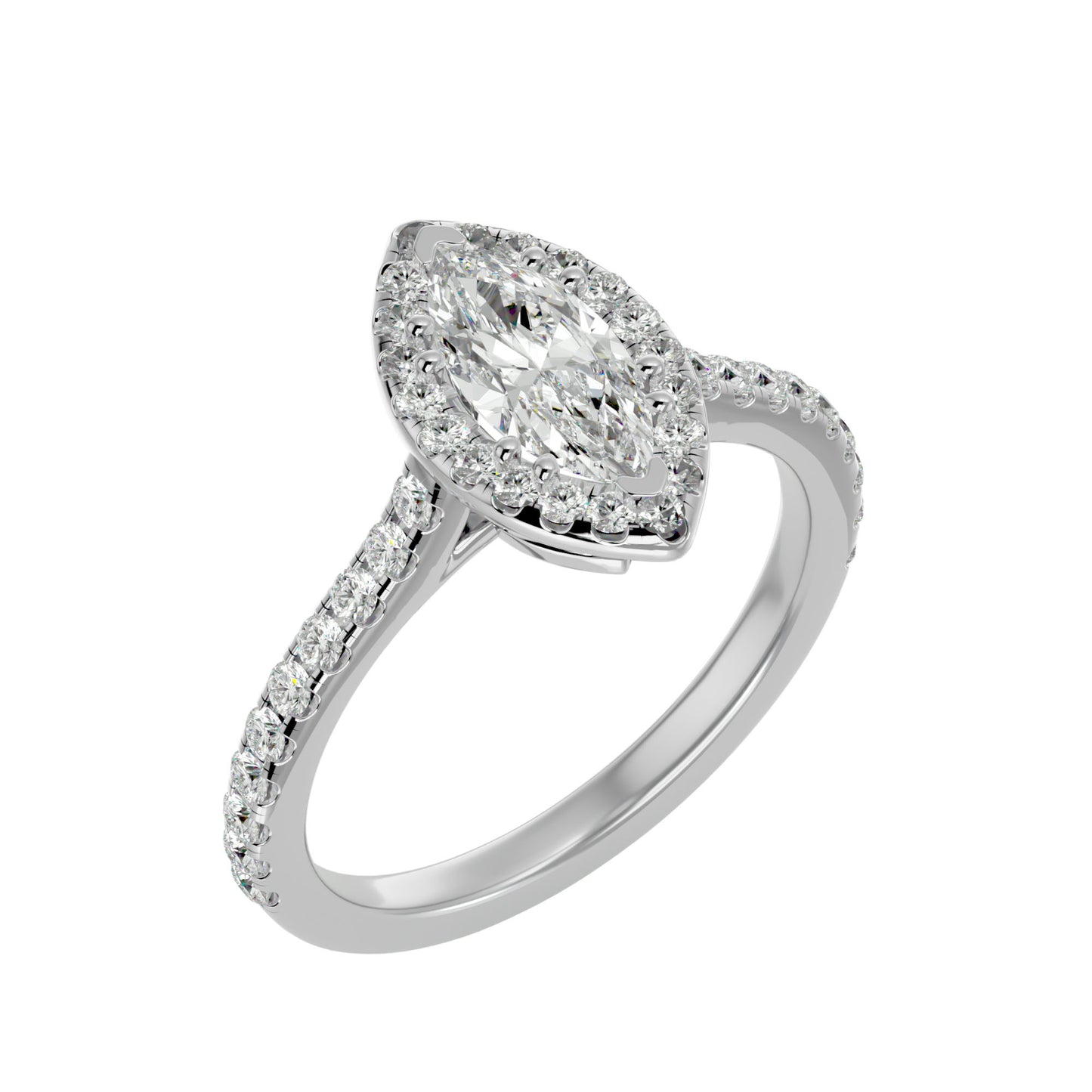 Marquise catheral halo diamond engagement ring