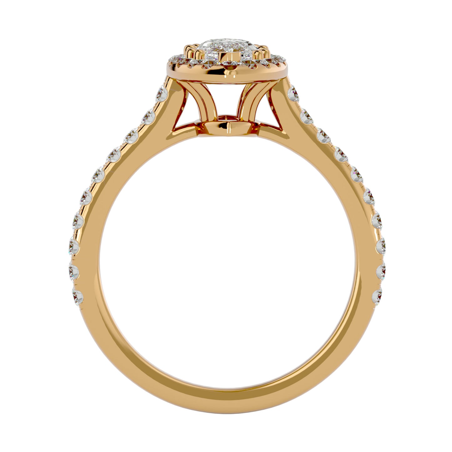 Marquise catheral halo diamond engagement ring
