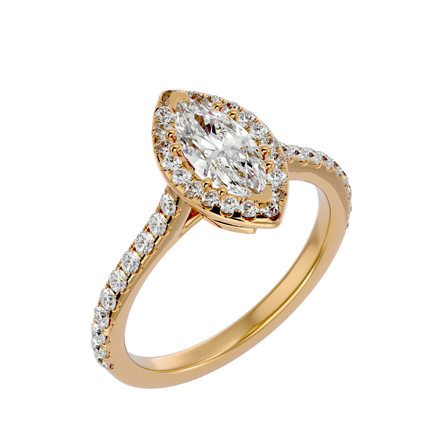 Marquise catheral halo diamond engagement ring