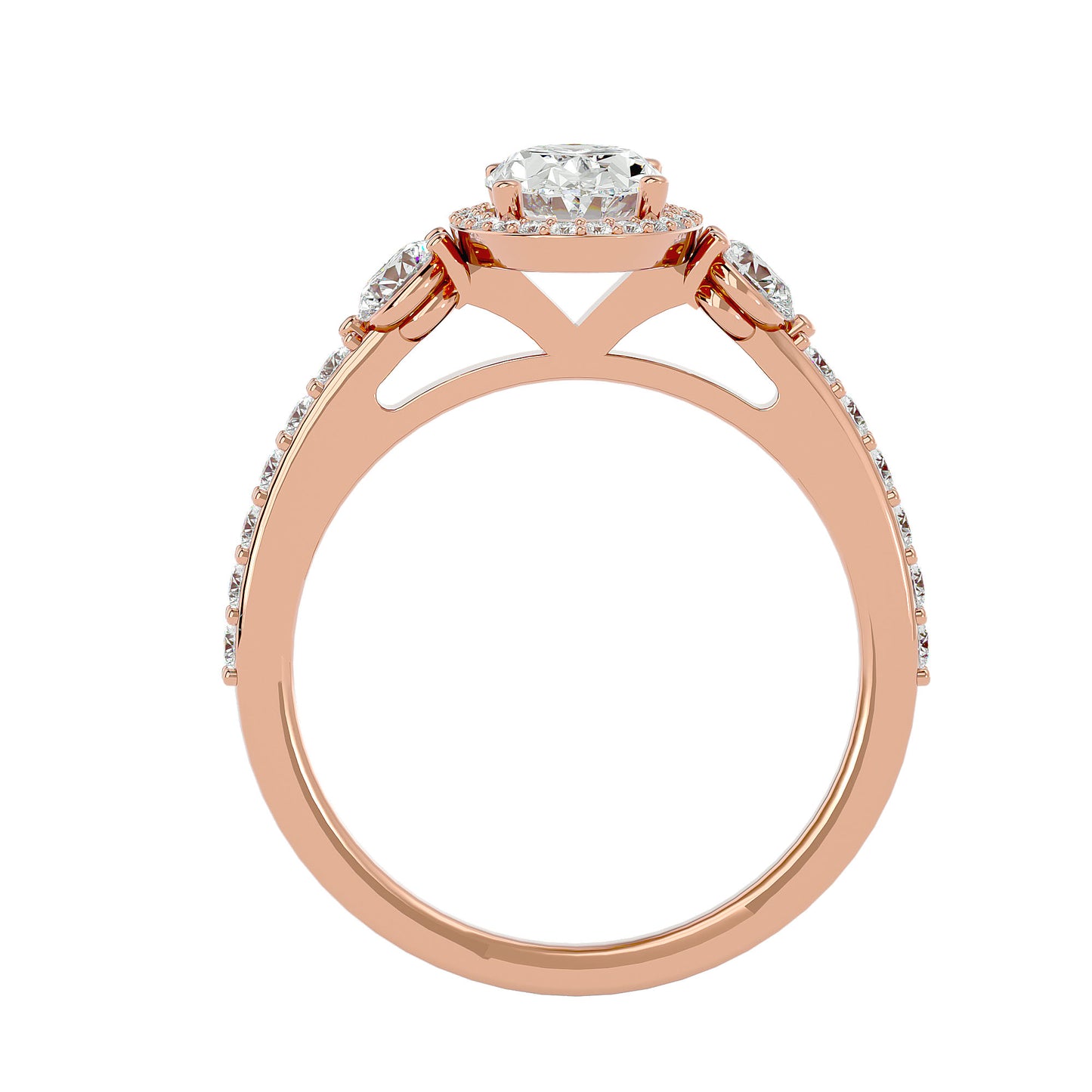3 stone Oval diamond engagement ring