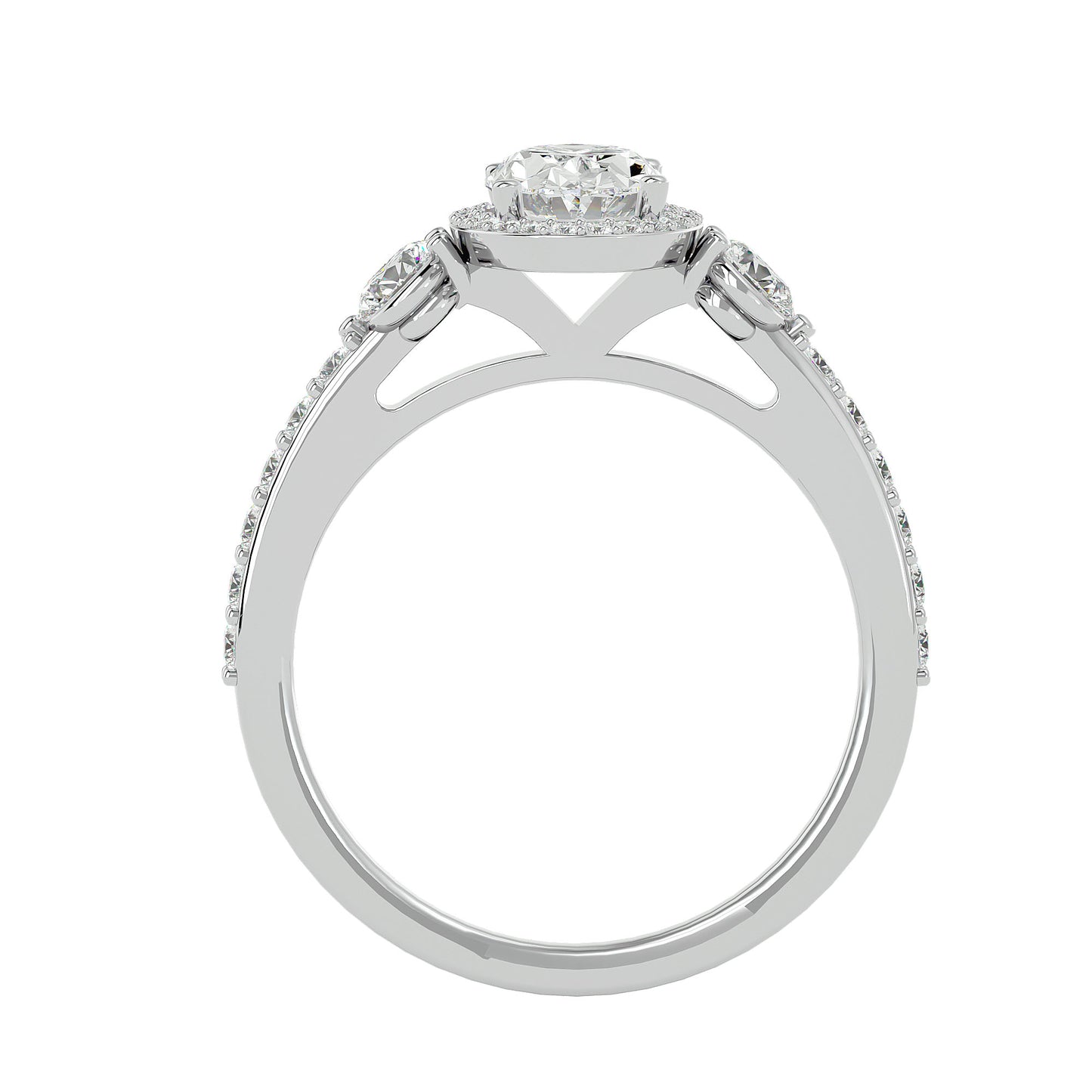 3 stone Oval diamond engagement ring