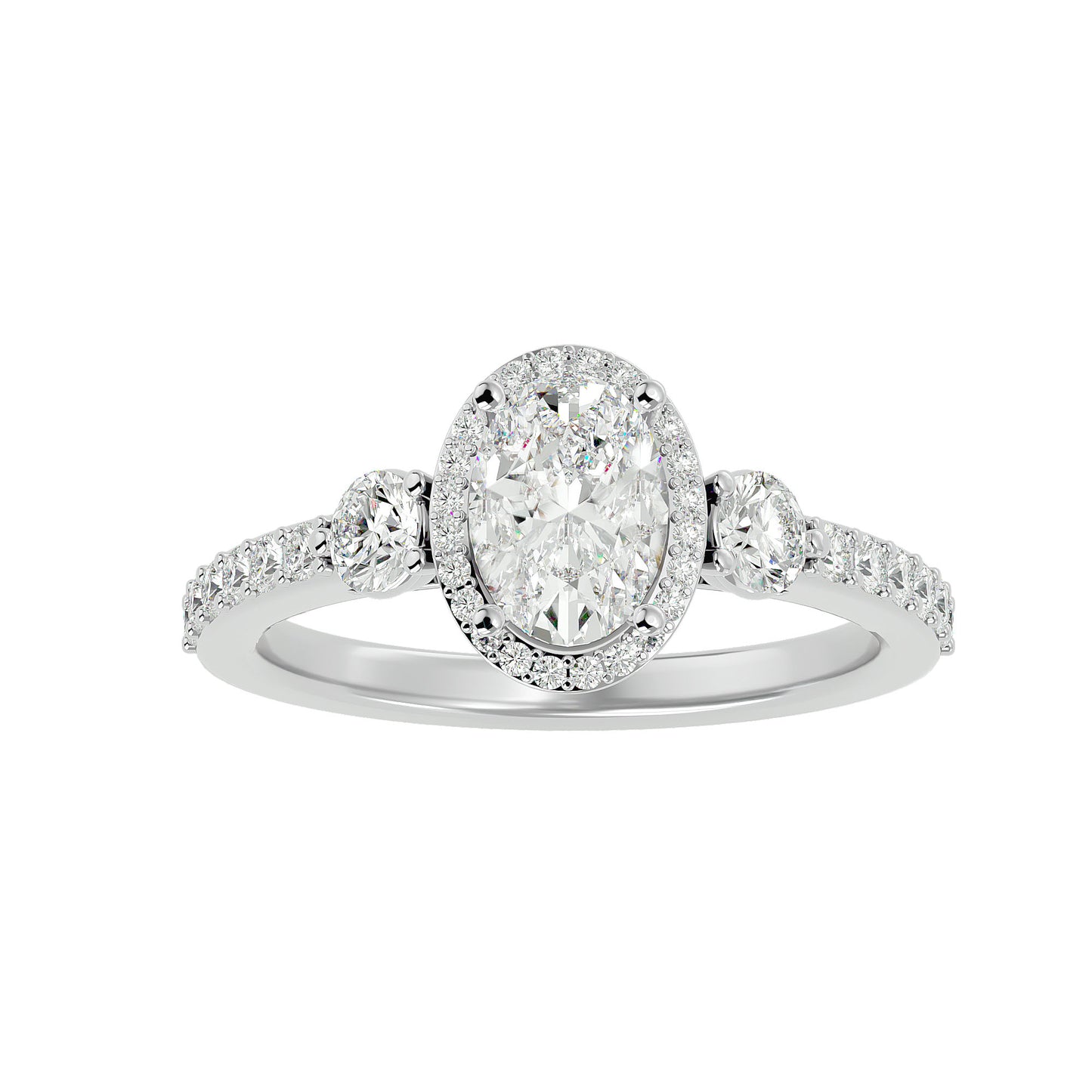 3 stone Oval diamond engagement ring