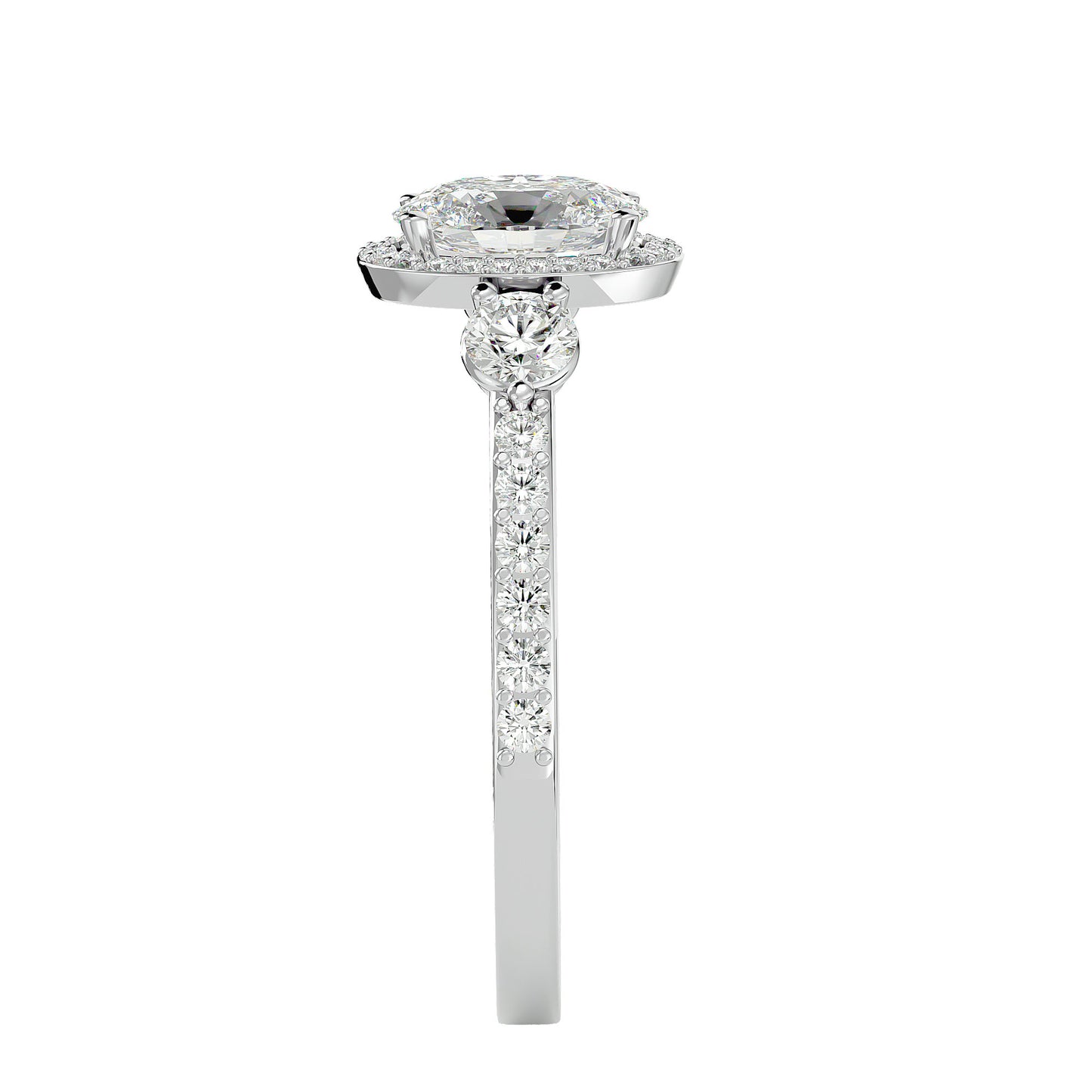 3 stone Oval diamond engagement ring