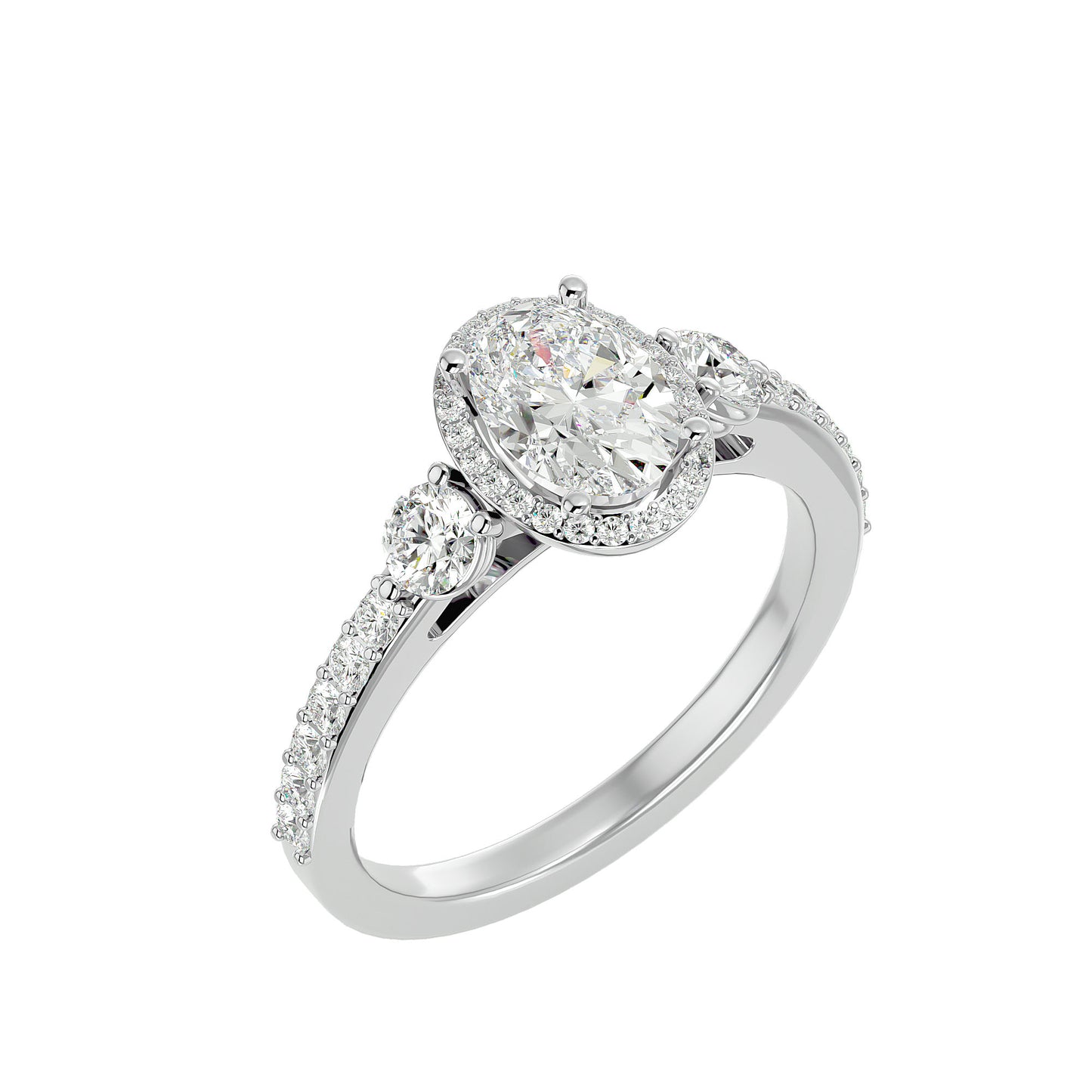 3 stone Oval diamond engagement ring