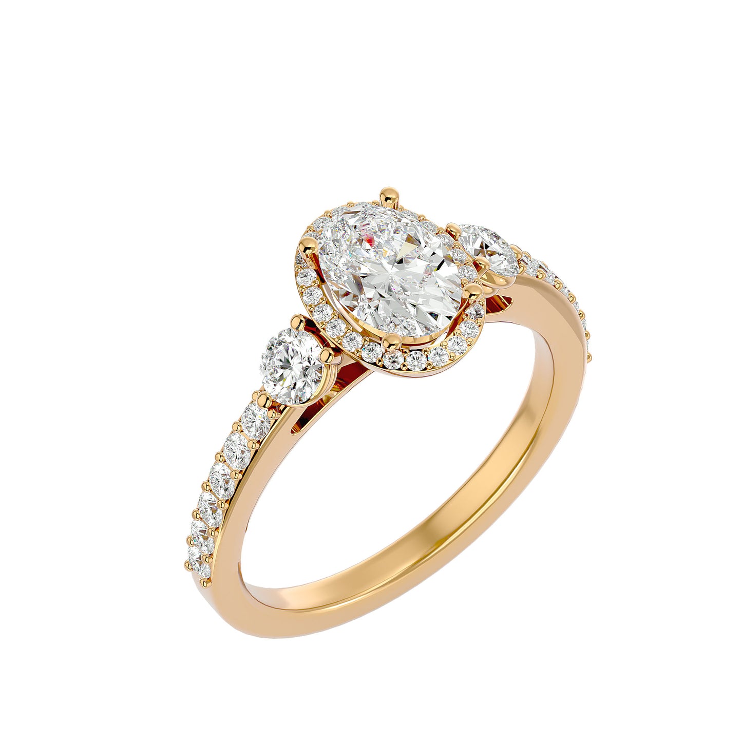 3 stone Oval diamond engagement ring