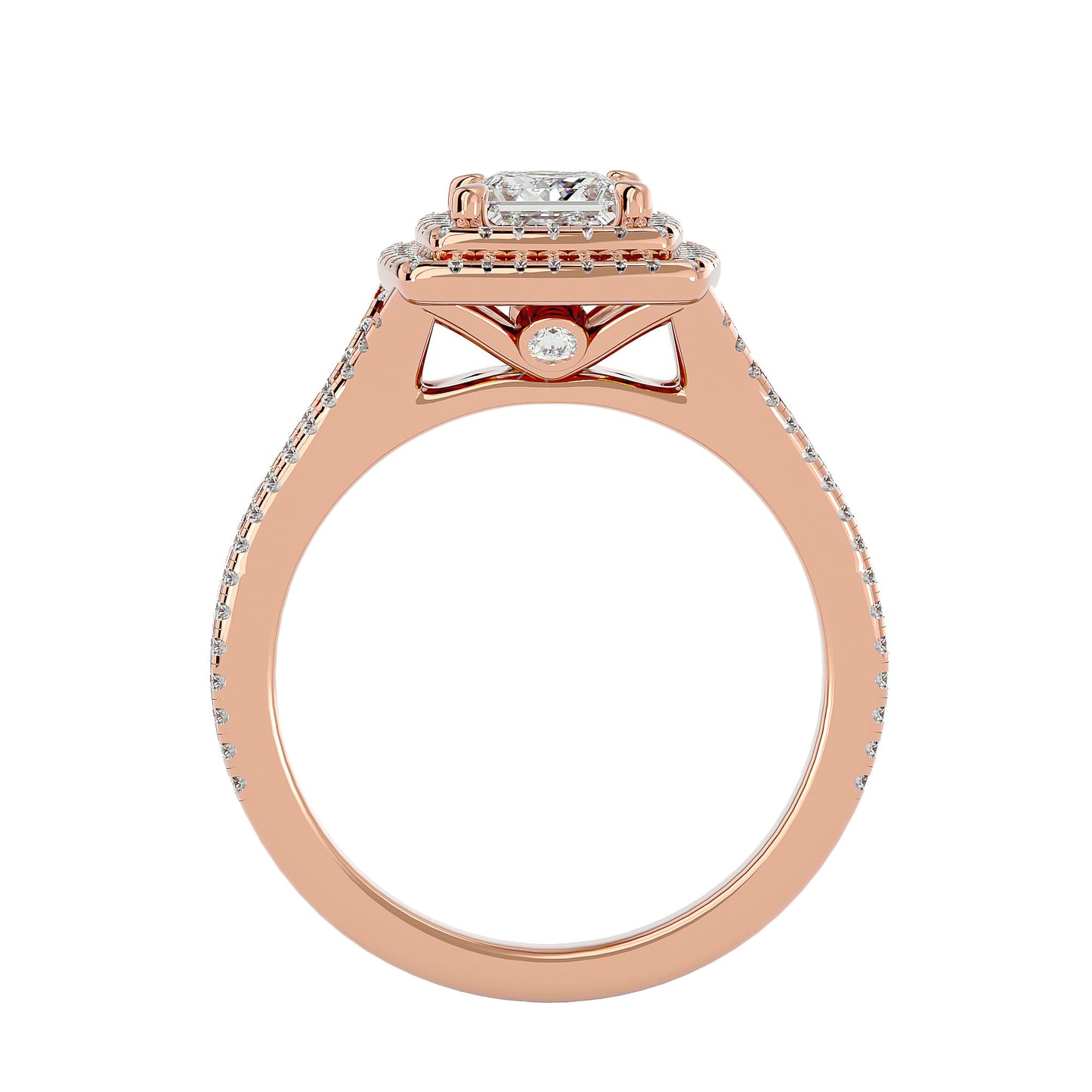 Princess double halo dimond engagement ring