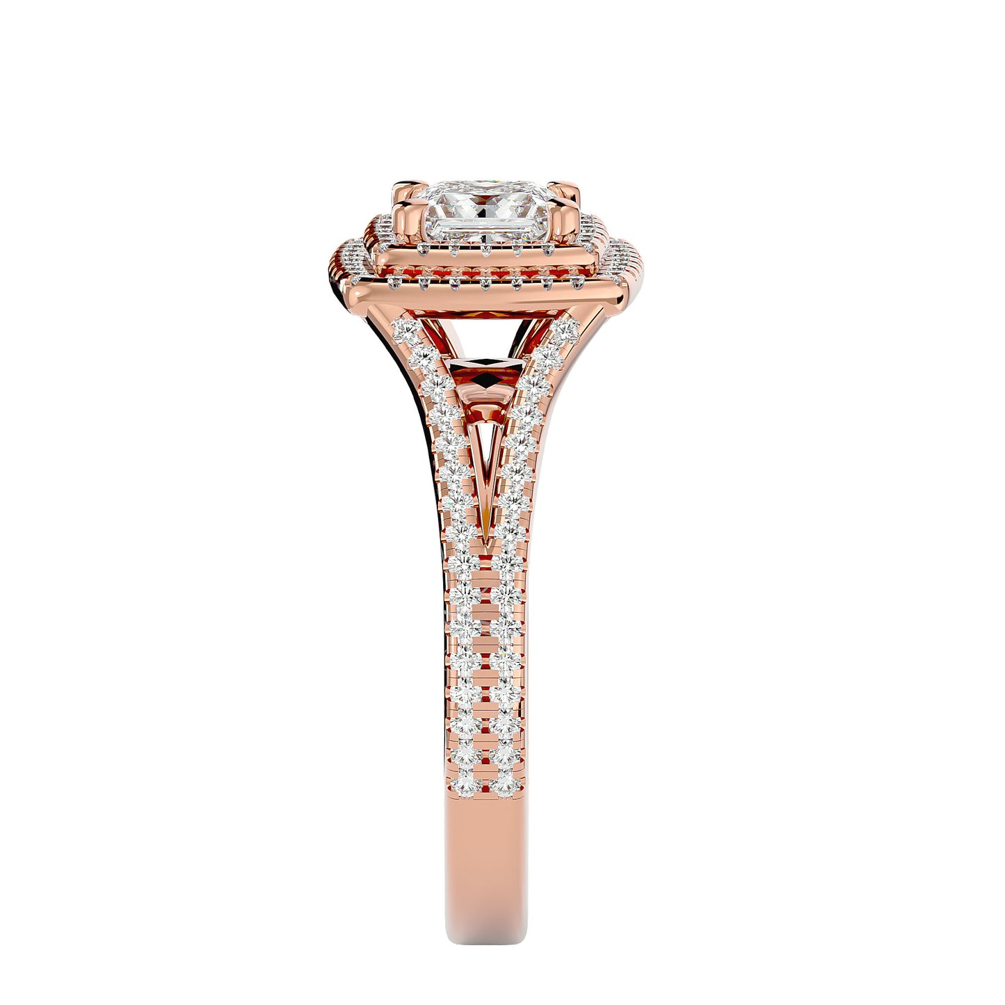 Princess double halo dimond engagement ring