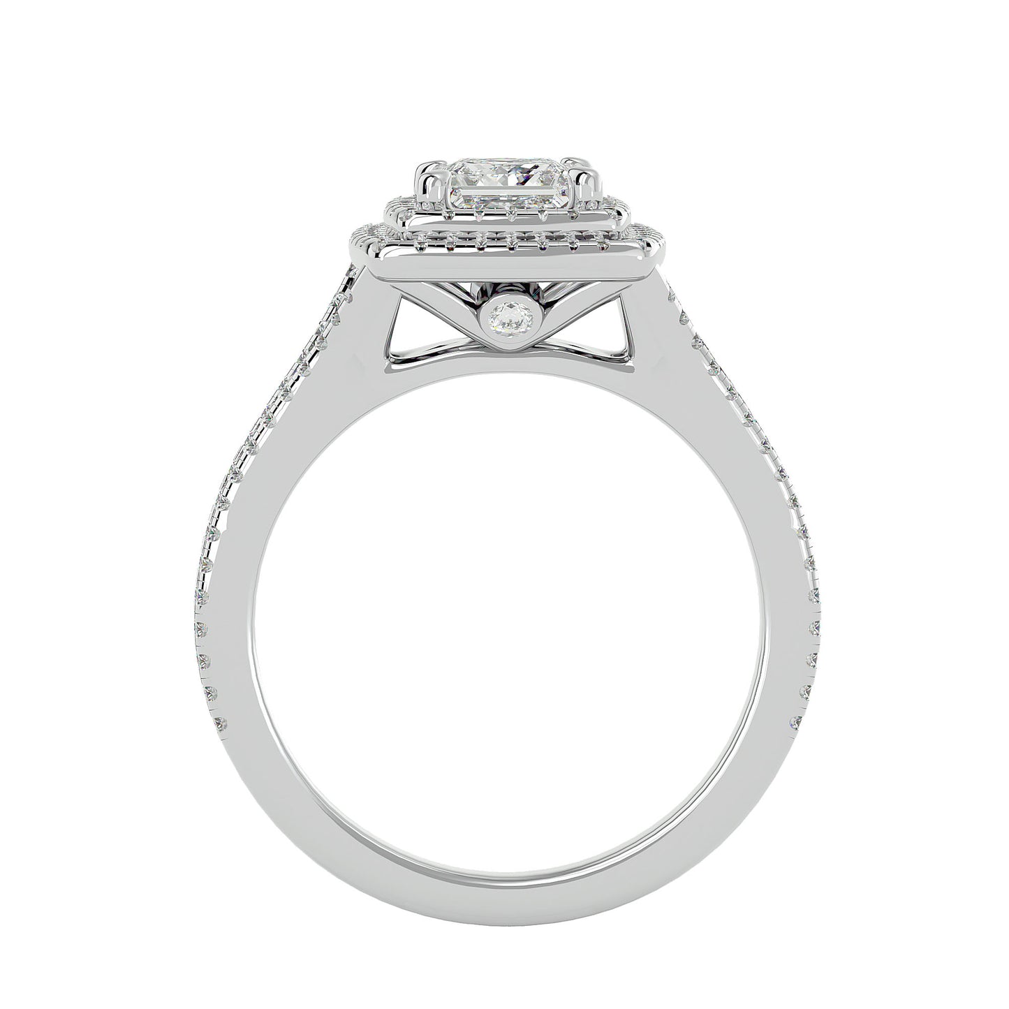Princess double halo dimond engagement ring