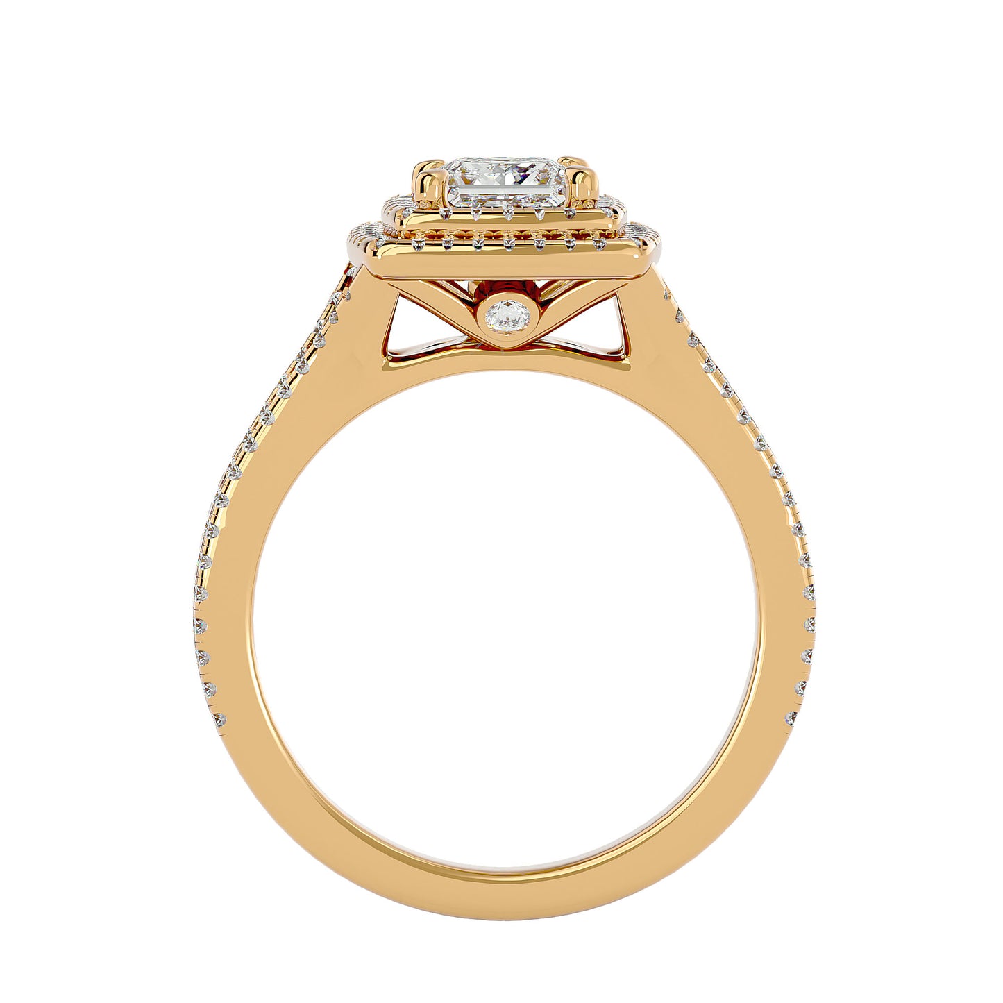 Princess double halo dimond engagement ring