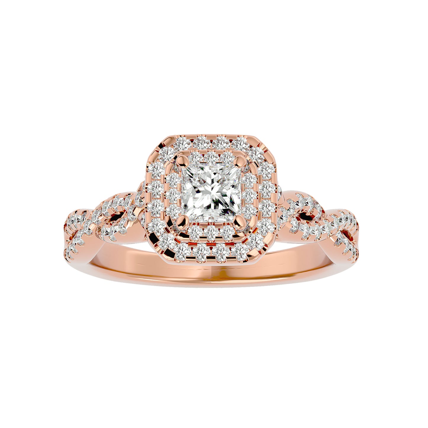 Sean criss cross halo diamond engagement ring