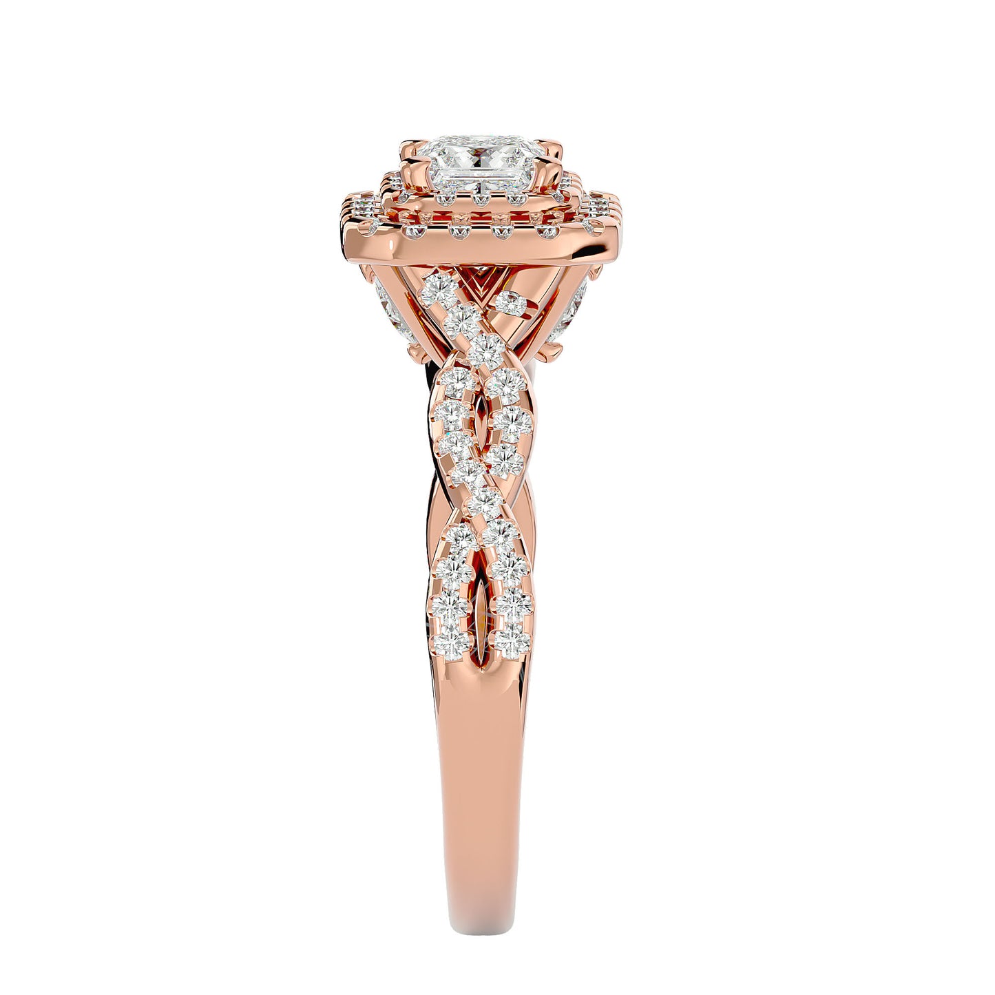 Sean criss cross halo diamond engagement ring