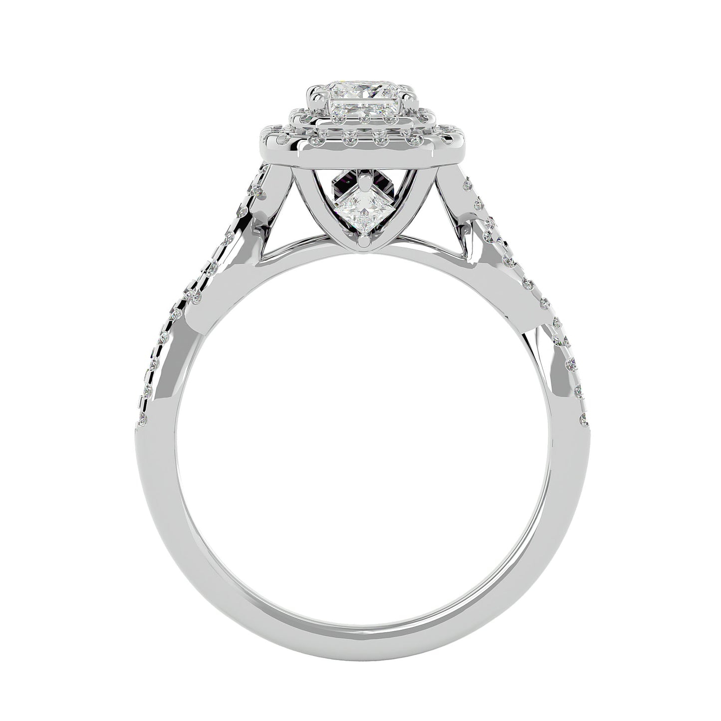 Sean criss cross halo diamond engagement ring