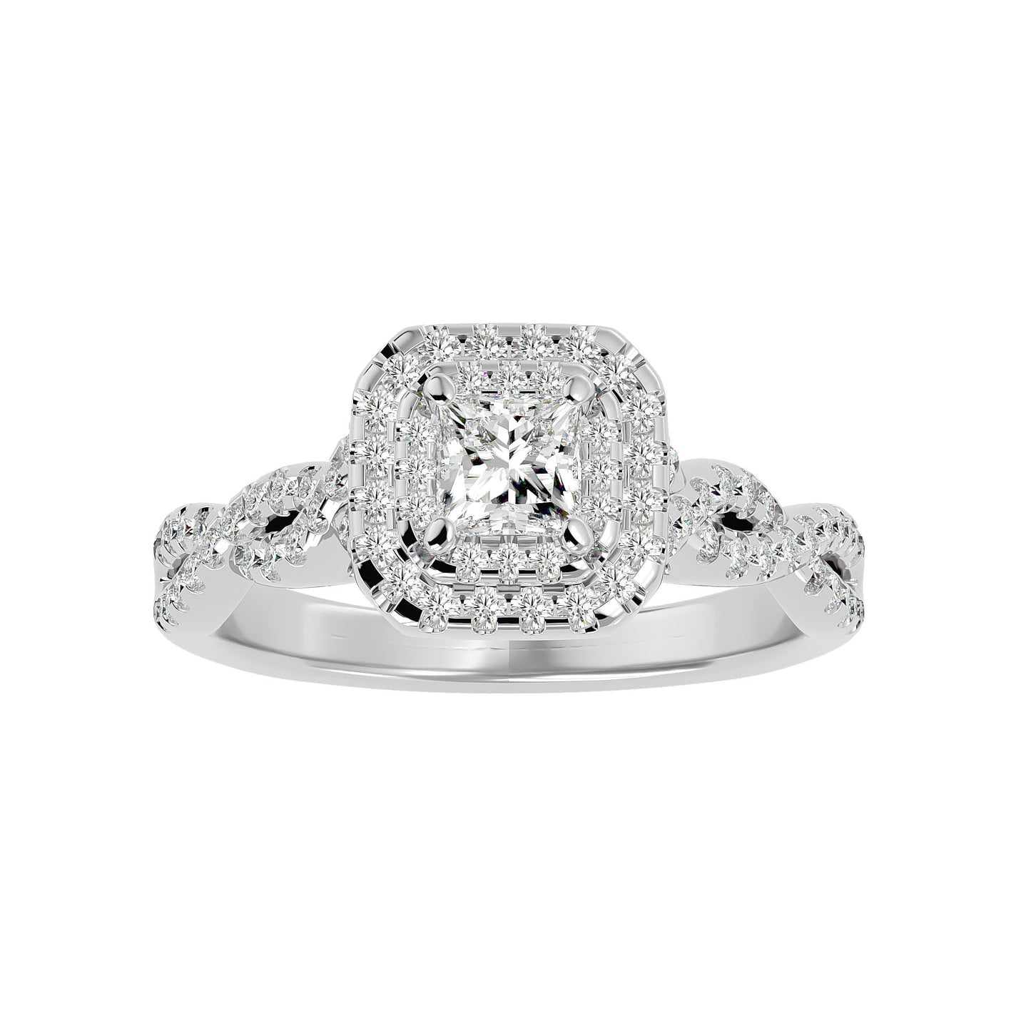 Sean criss cross halo diamond engagement ring