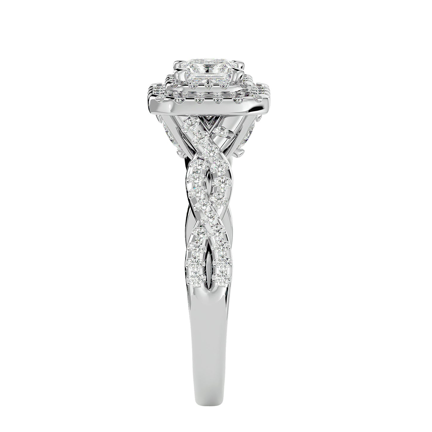 Sean criss cross halo diamond engagement ring
