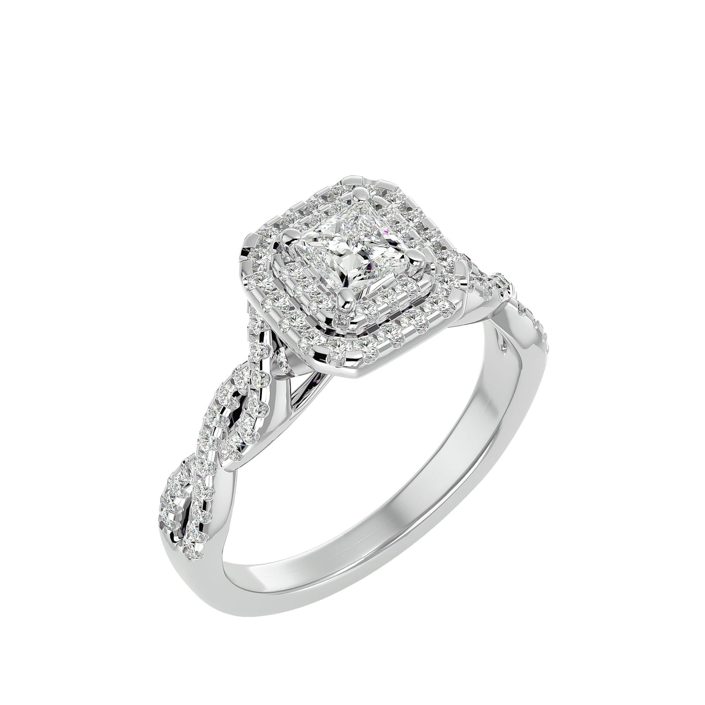 Sean criss cross halo diamond engagement ring