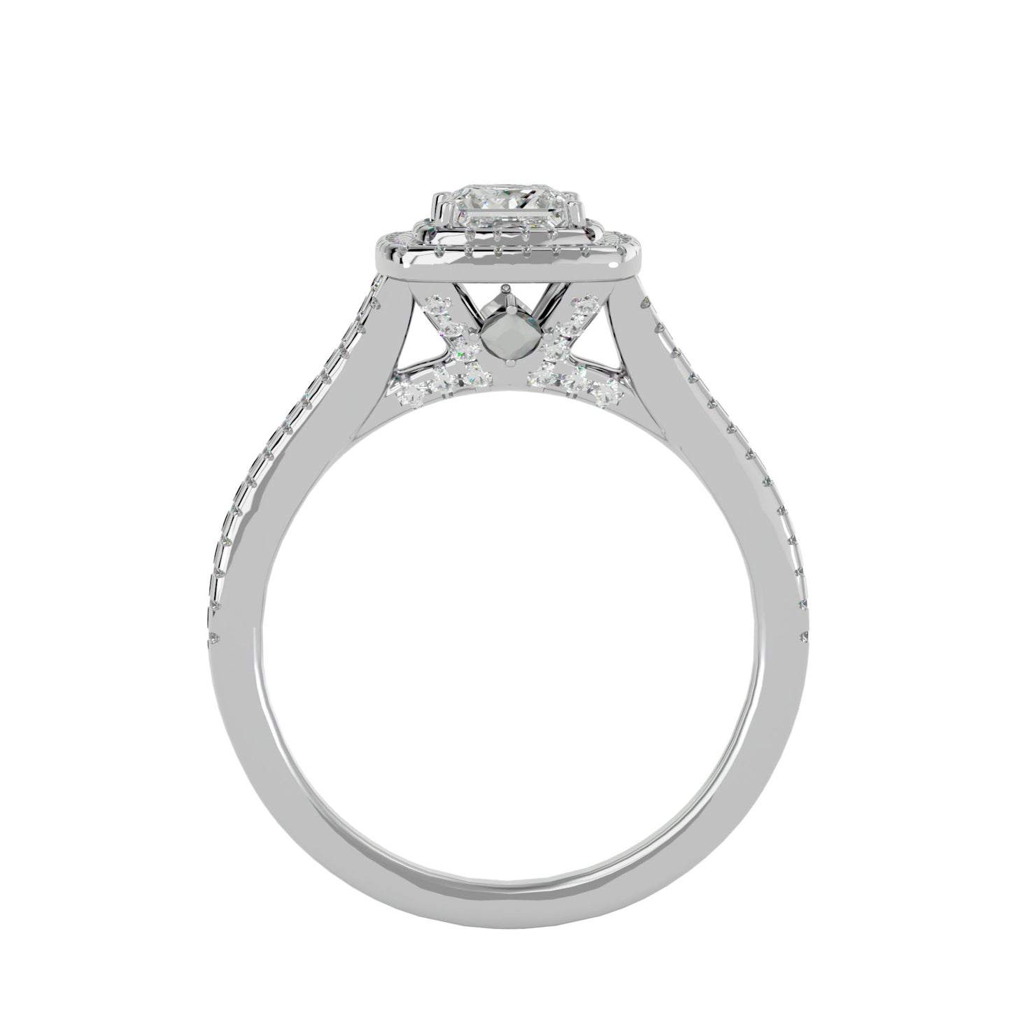 Catheral split shank diamond engagement ring