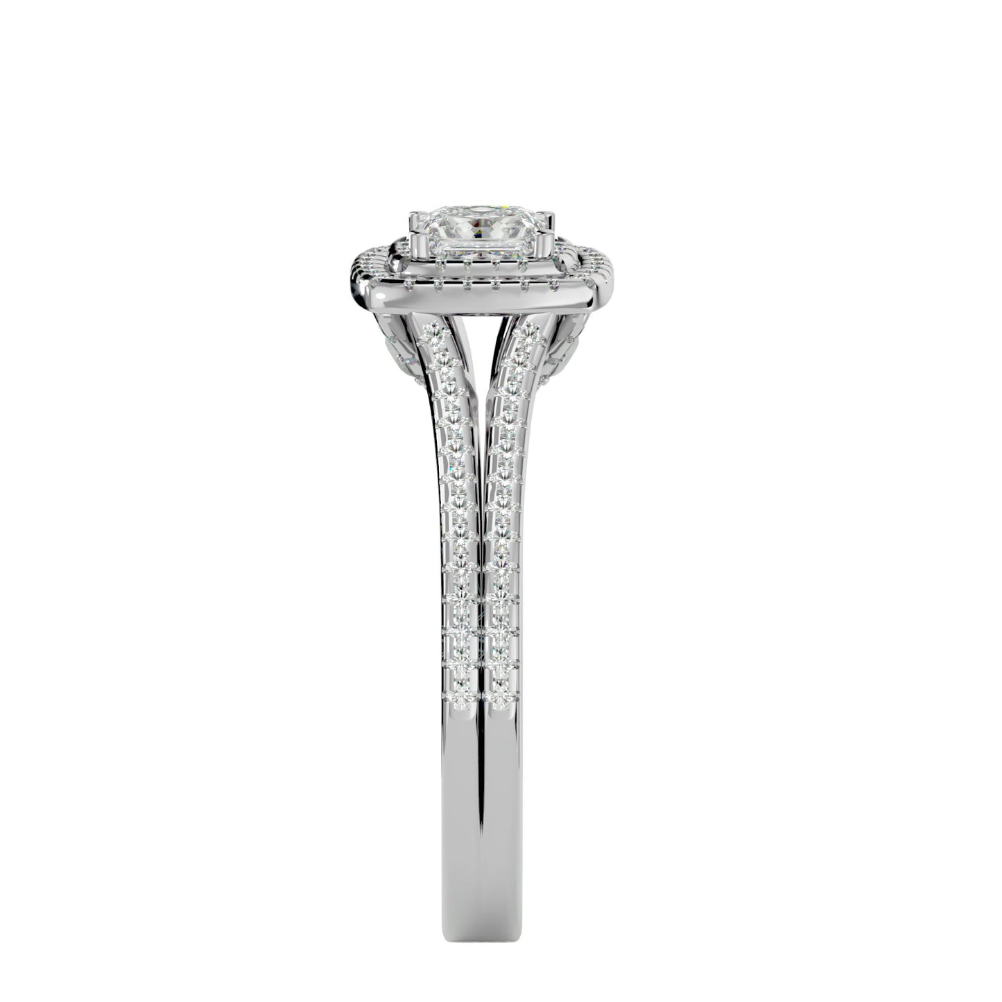 Catheral split shank diamond engagement ring