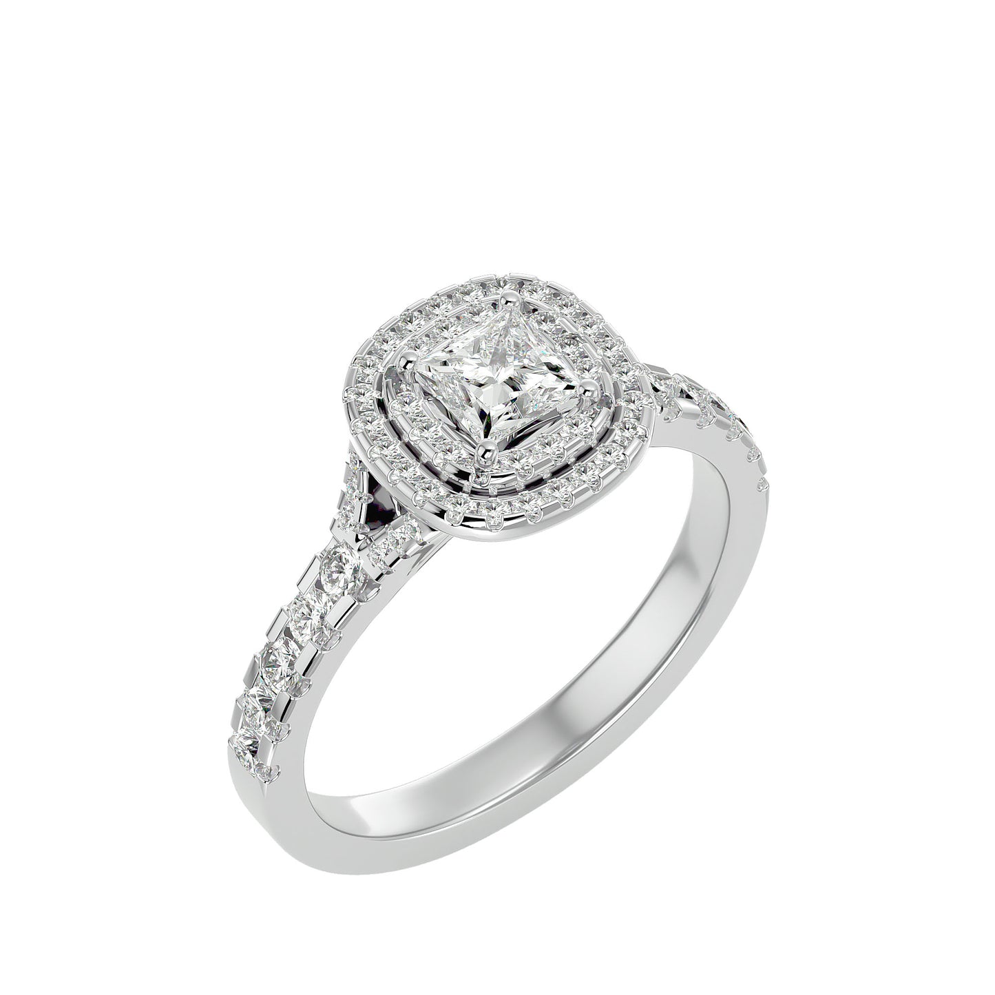 Mira double halo diamond engagement ring