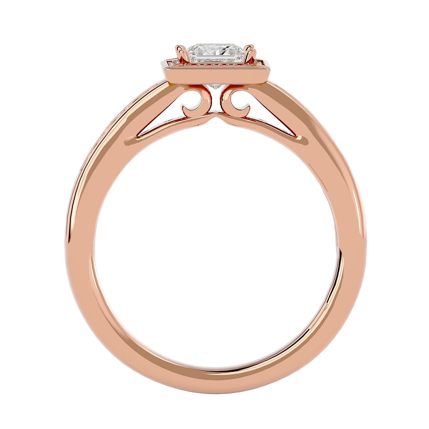Tiara halo princess diamond engagement ring