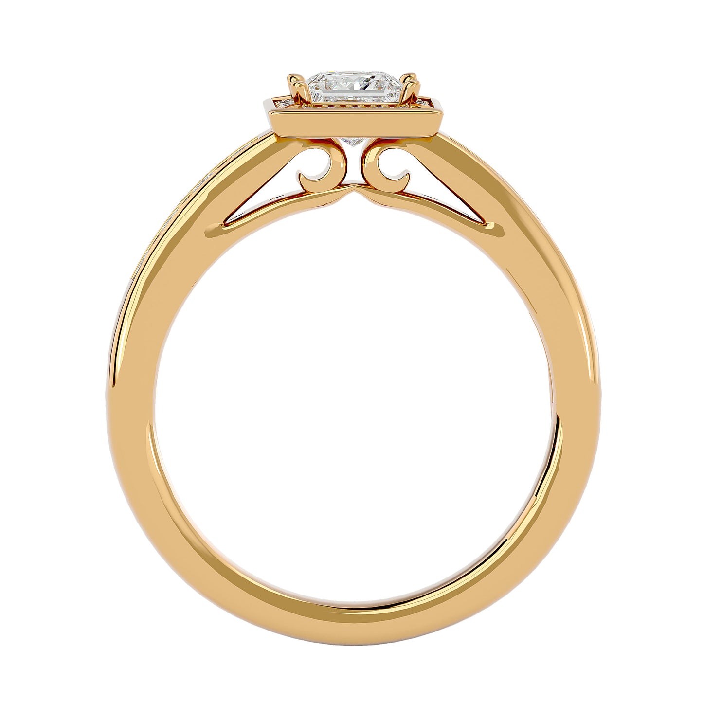 Tiara halo princess diamond engagement ring