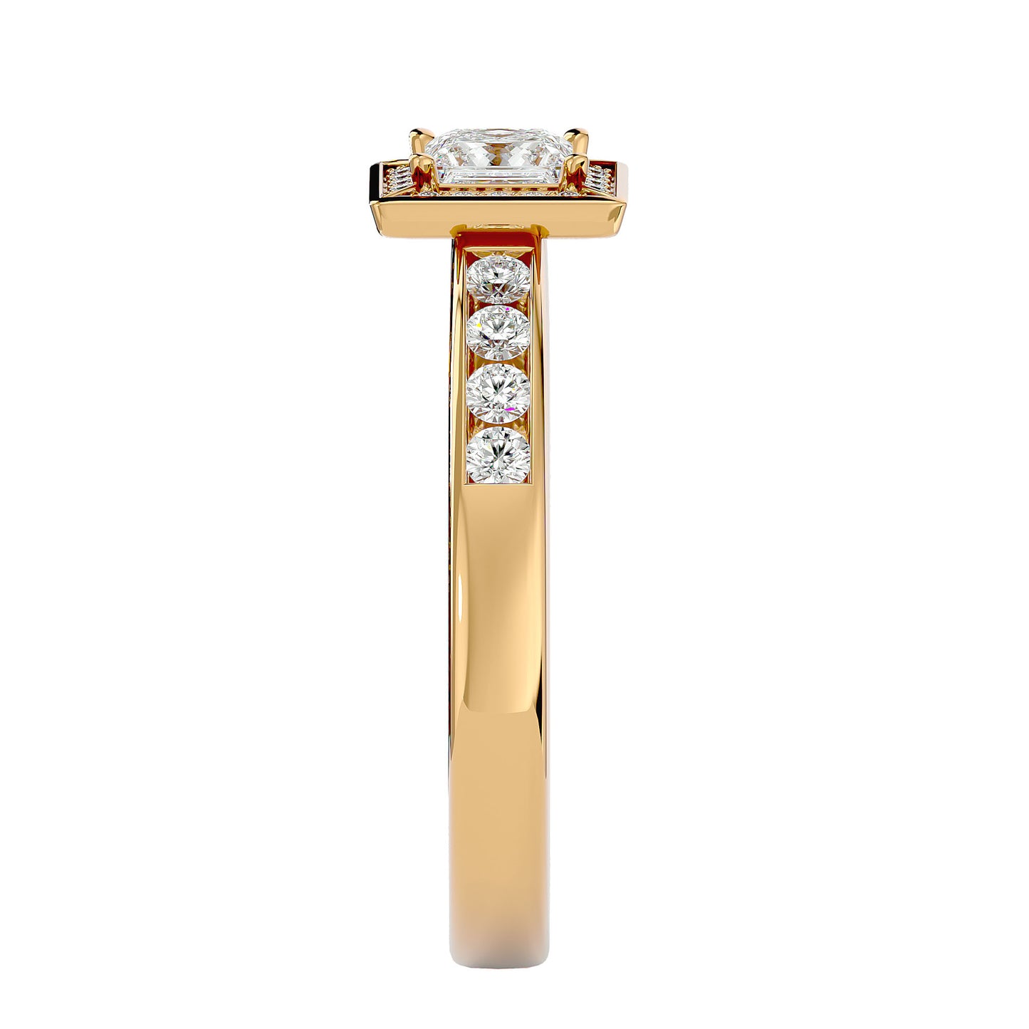 Tiara halo princess diamond engagement ring