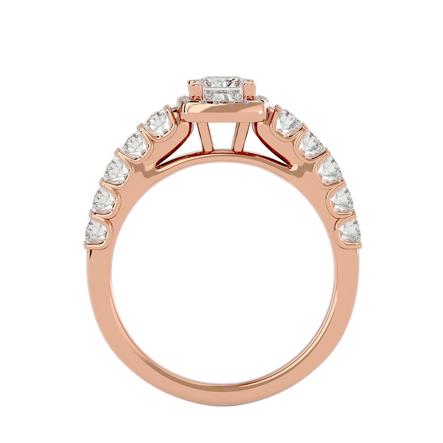 Rhea princess halo diamond enagement ring