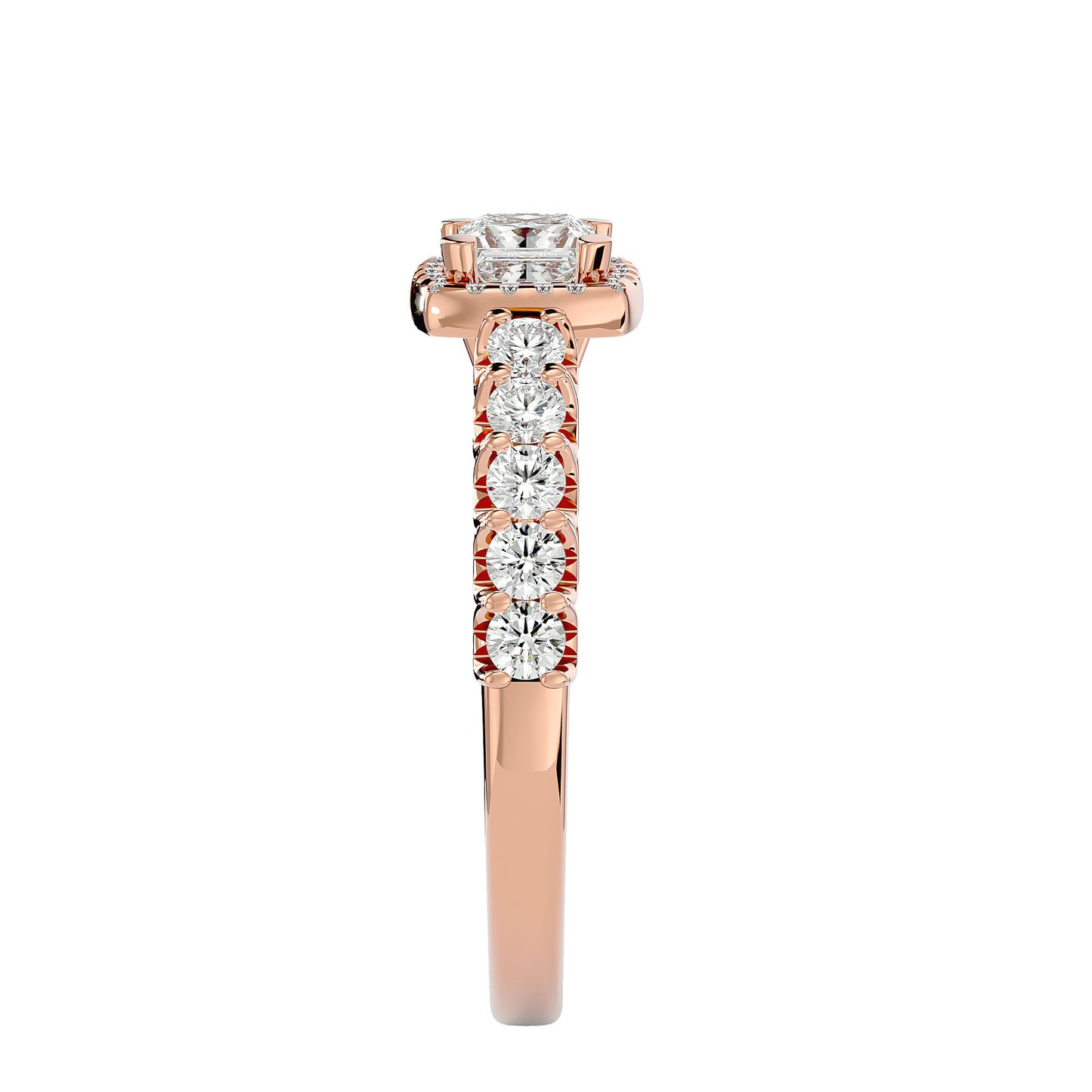 Rhea princess halo diamond enagement ring