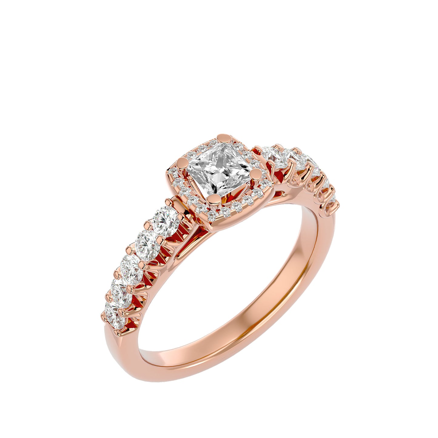 Rhea princess halo diamond enagement ring