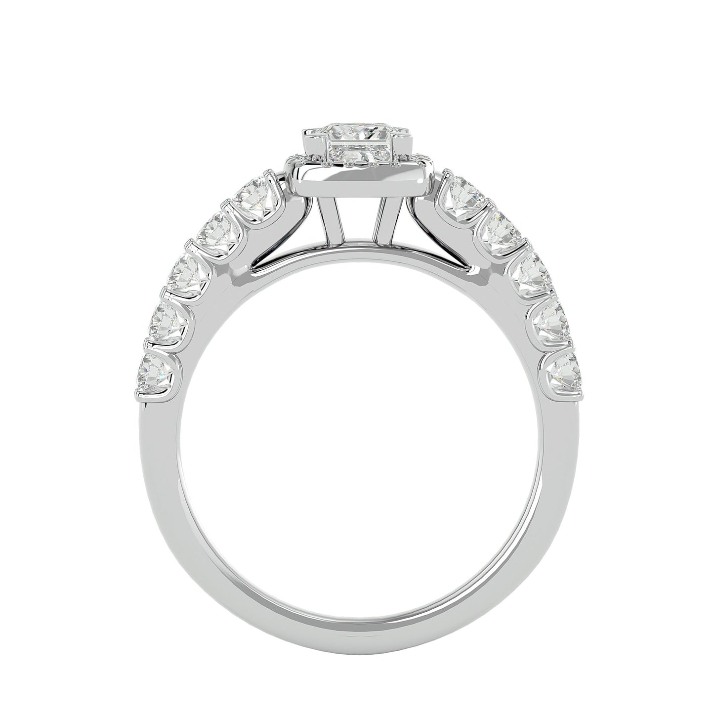 Rhea princess halo diamond enagement ring