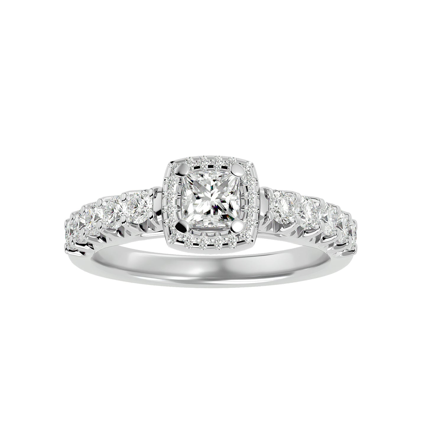 Rhea princess halo diamond enagement ring