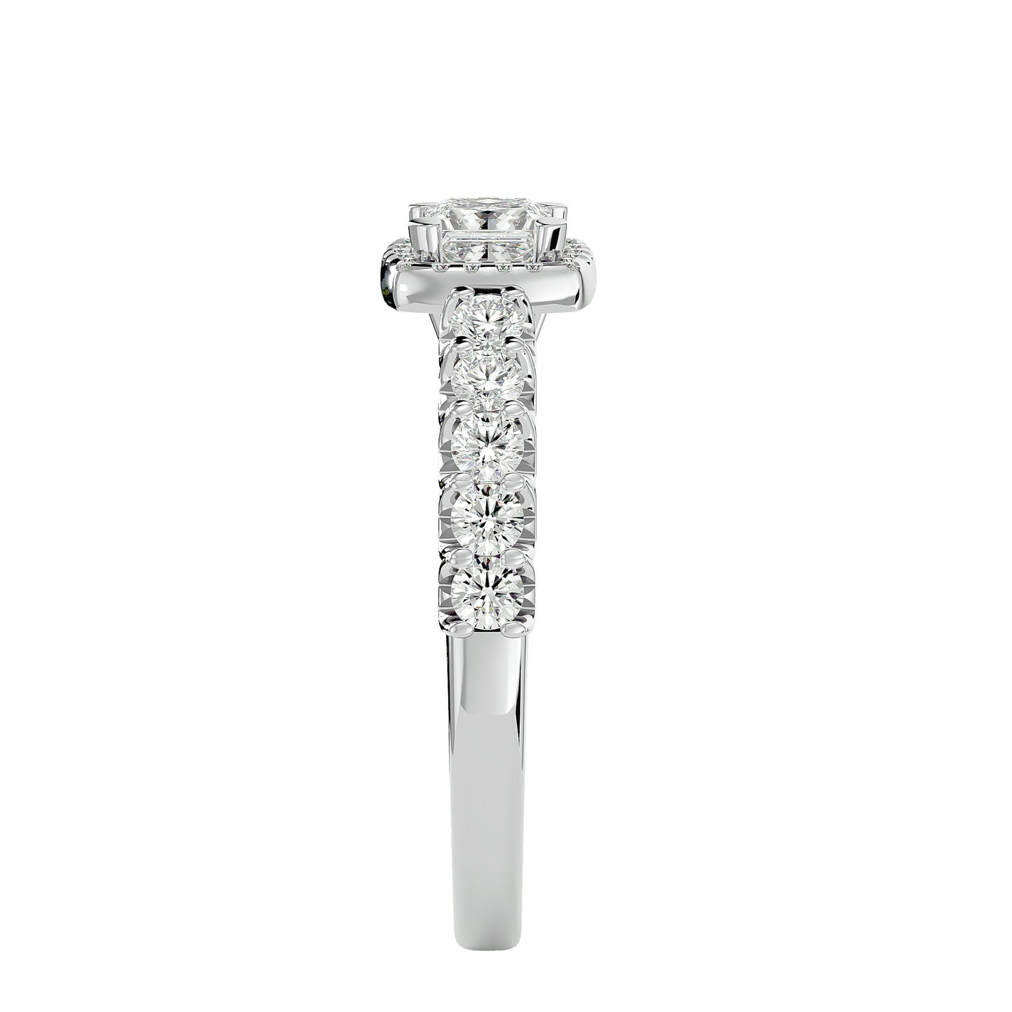 Rhea princess halo diamond enagement ring