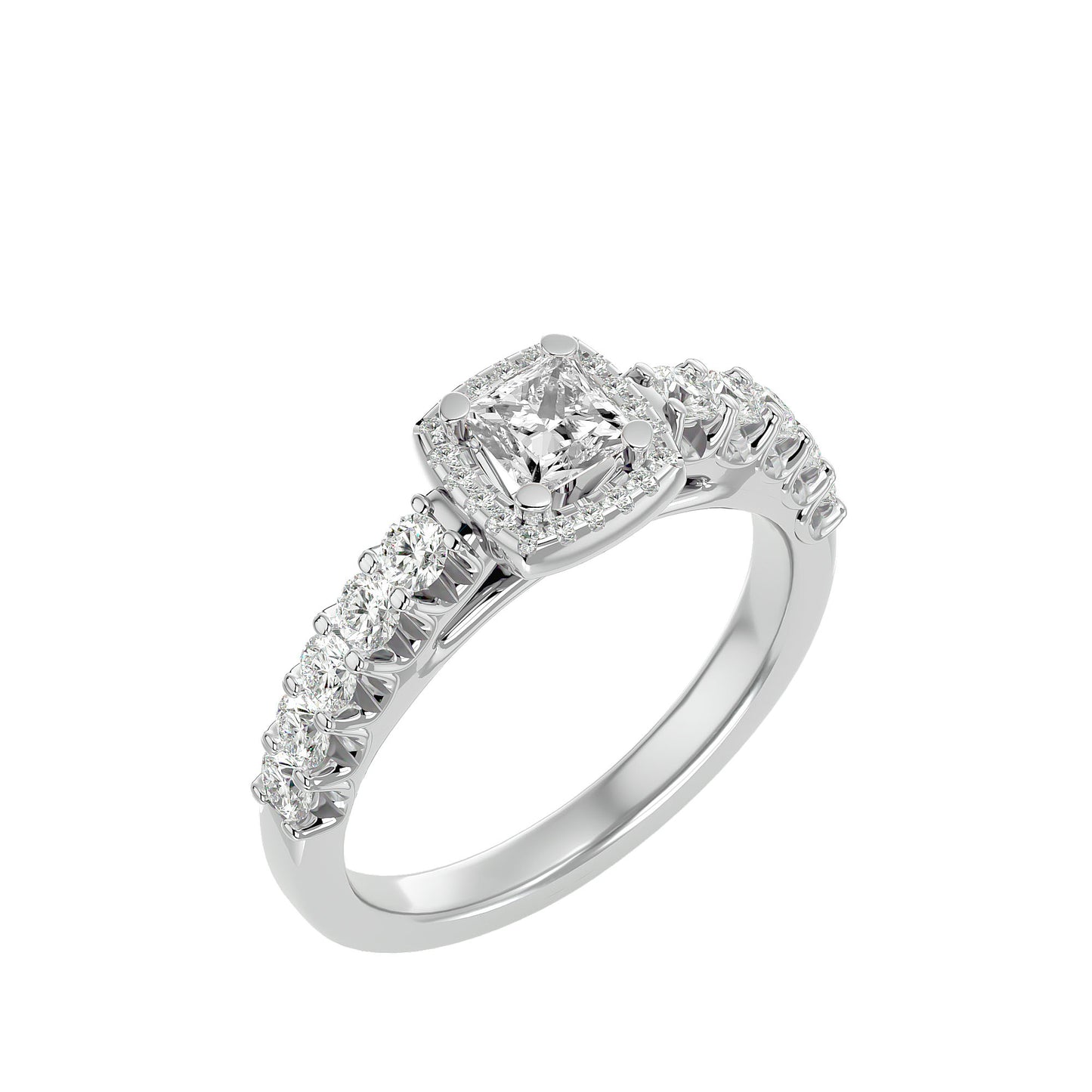 Rhea princess halo diamond enagement ring