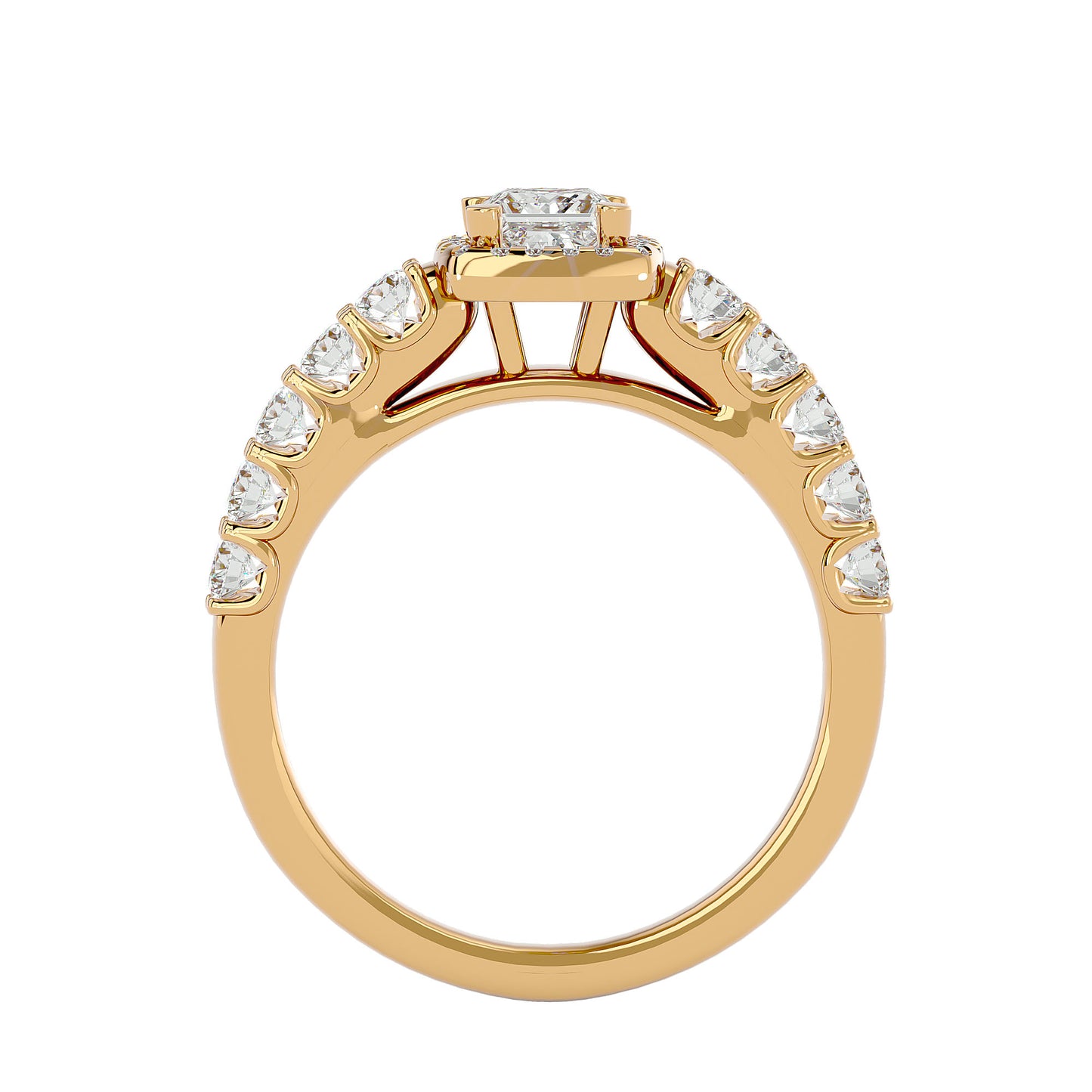 Rhea princess halo diamond enagement ring