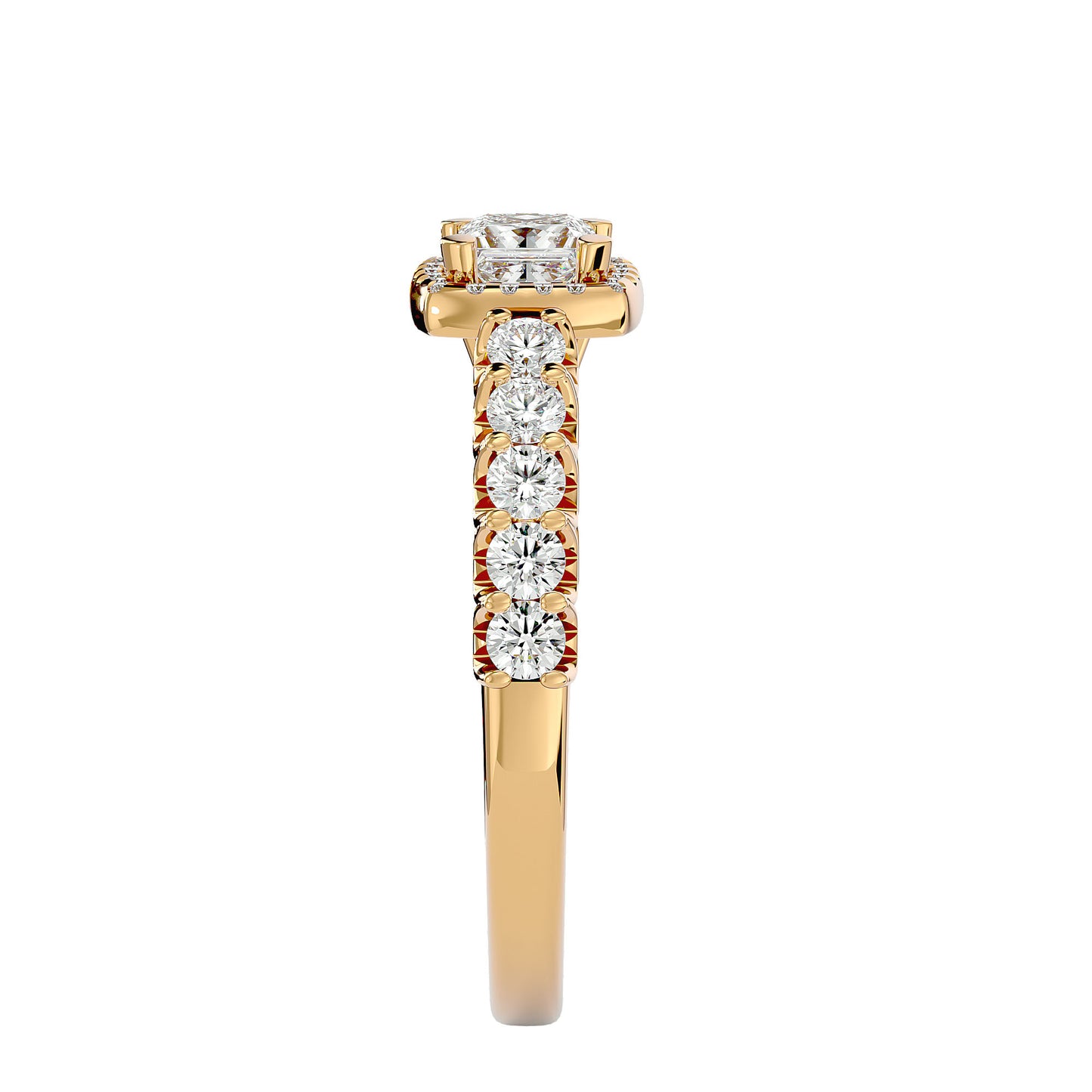 Rhea princess halo diamond enagement ring