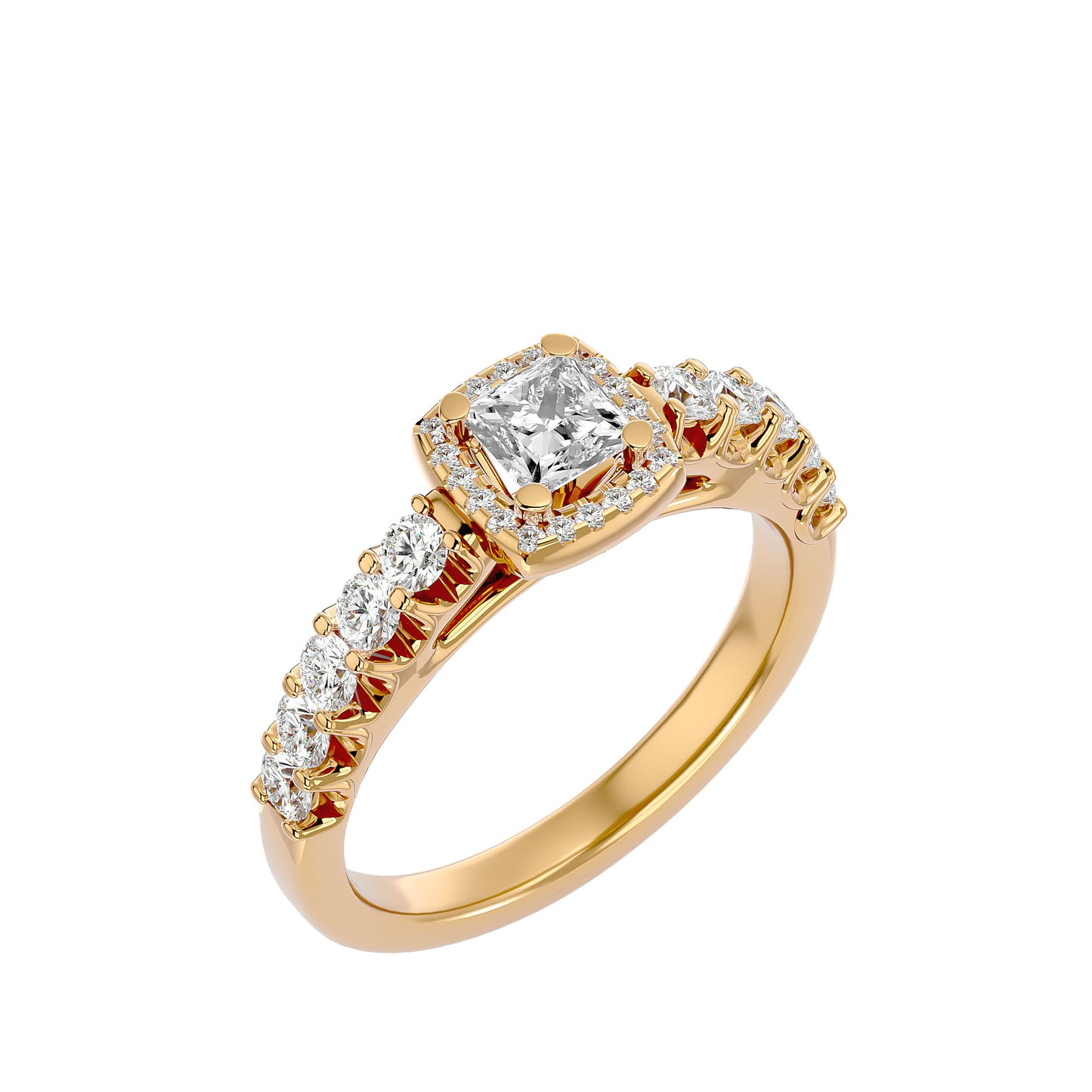 Rhea princess halo diamond enagement ring