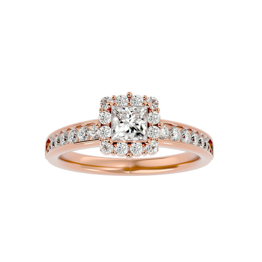 Princess diamond engagement ring with wedding band