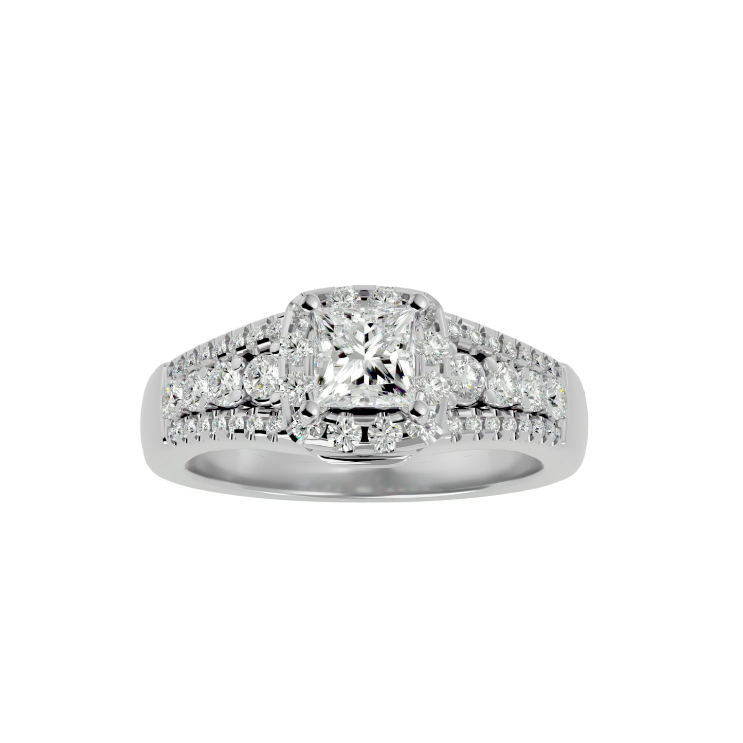 Shaffi side baguette diamond engagement ring