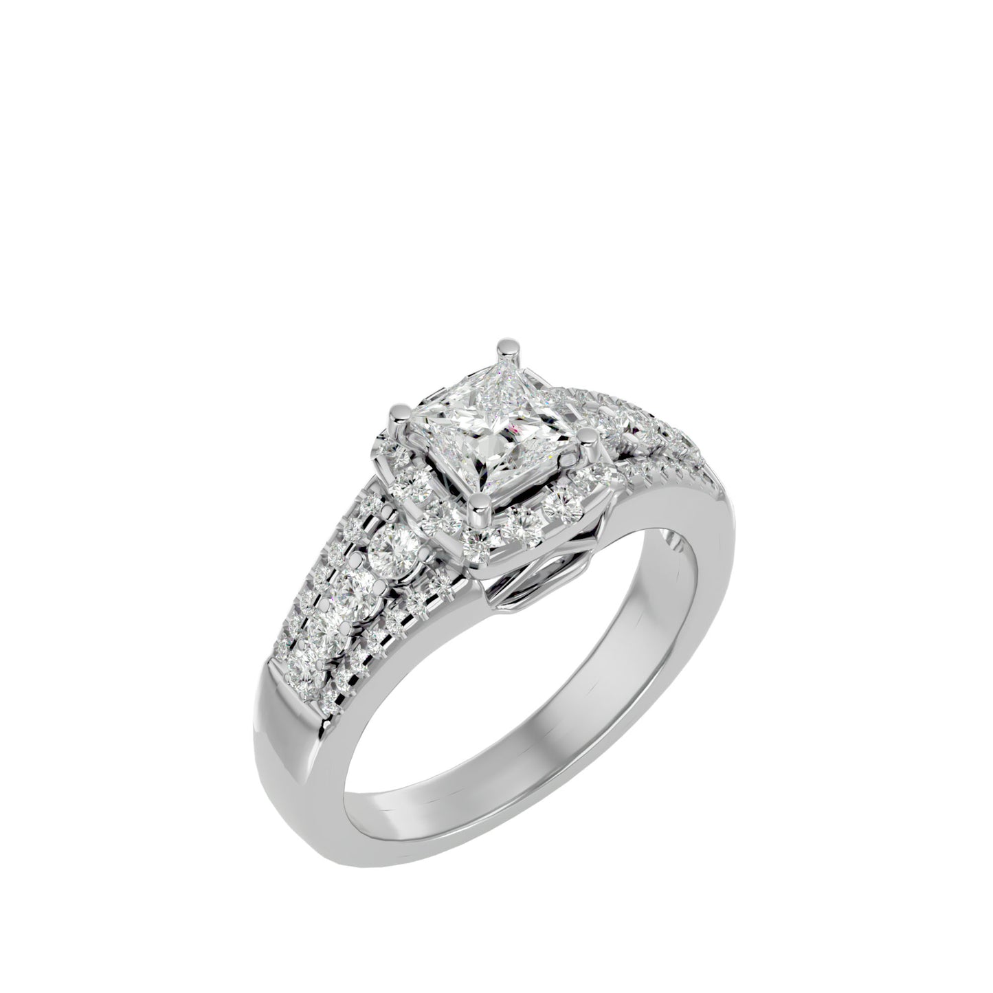 Shaffi side baguette diamond engagement ring