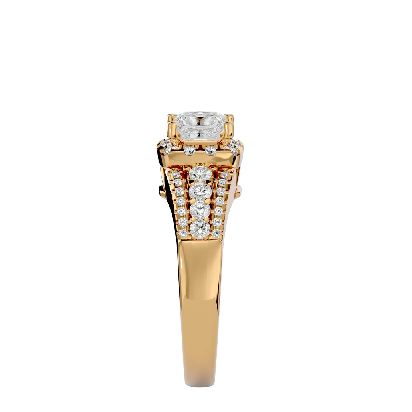 Shaffi side baguette diamond engagement ring