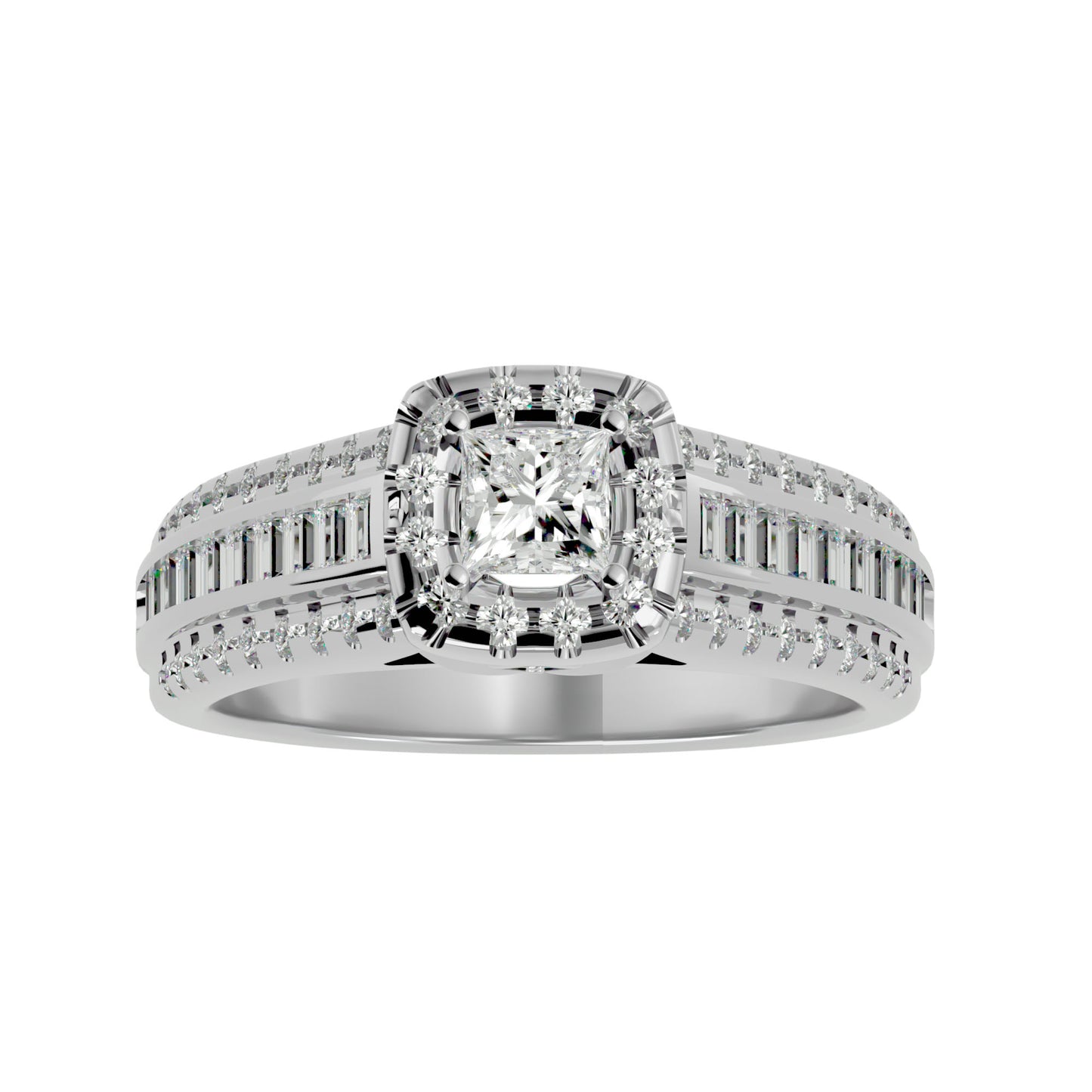 Sherley side tapper baguette diamond engagement ring