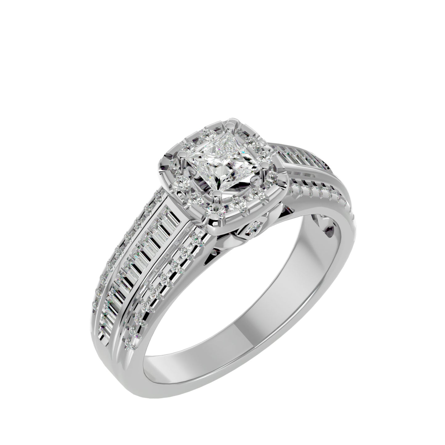 Sherley side tapper baguette diamond engagement ring
