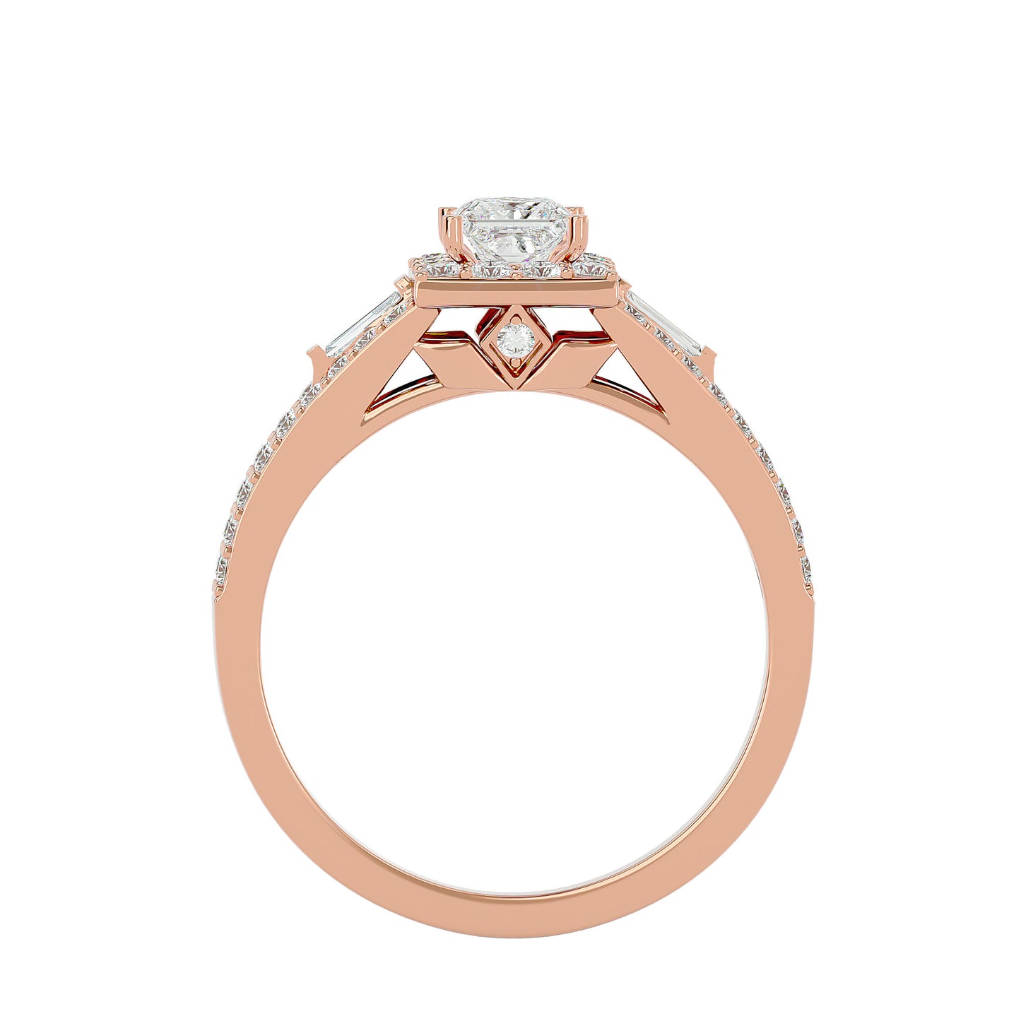 Sherley side tapper baguette diamond engagement ring