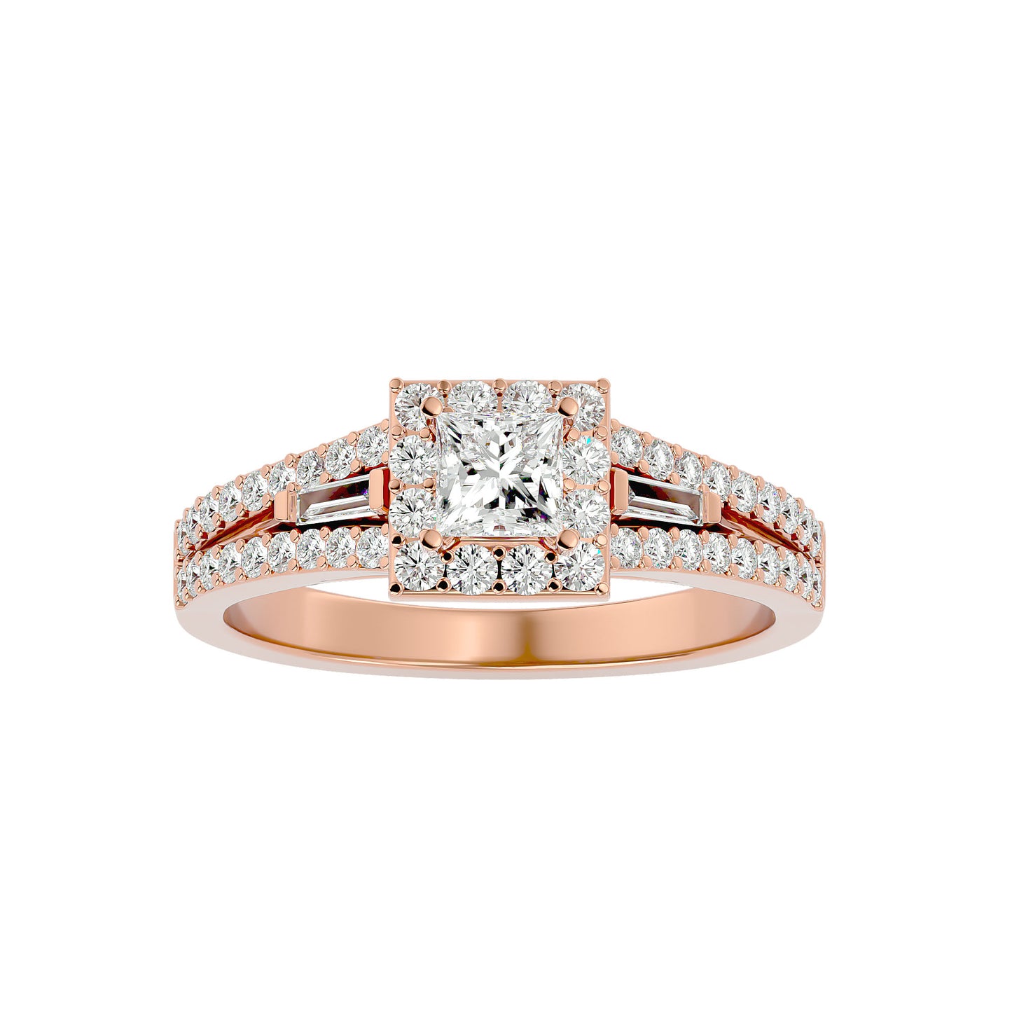 Sherley side tapper baguette diamond engagement ring