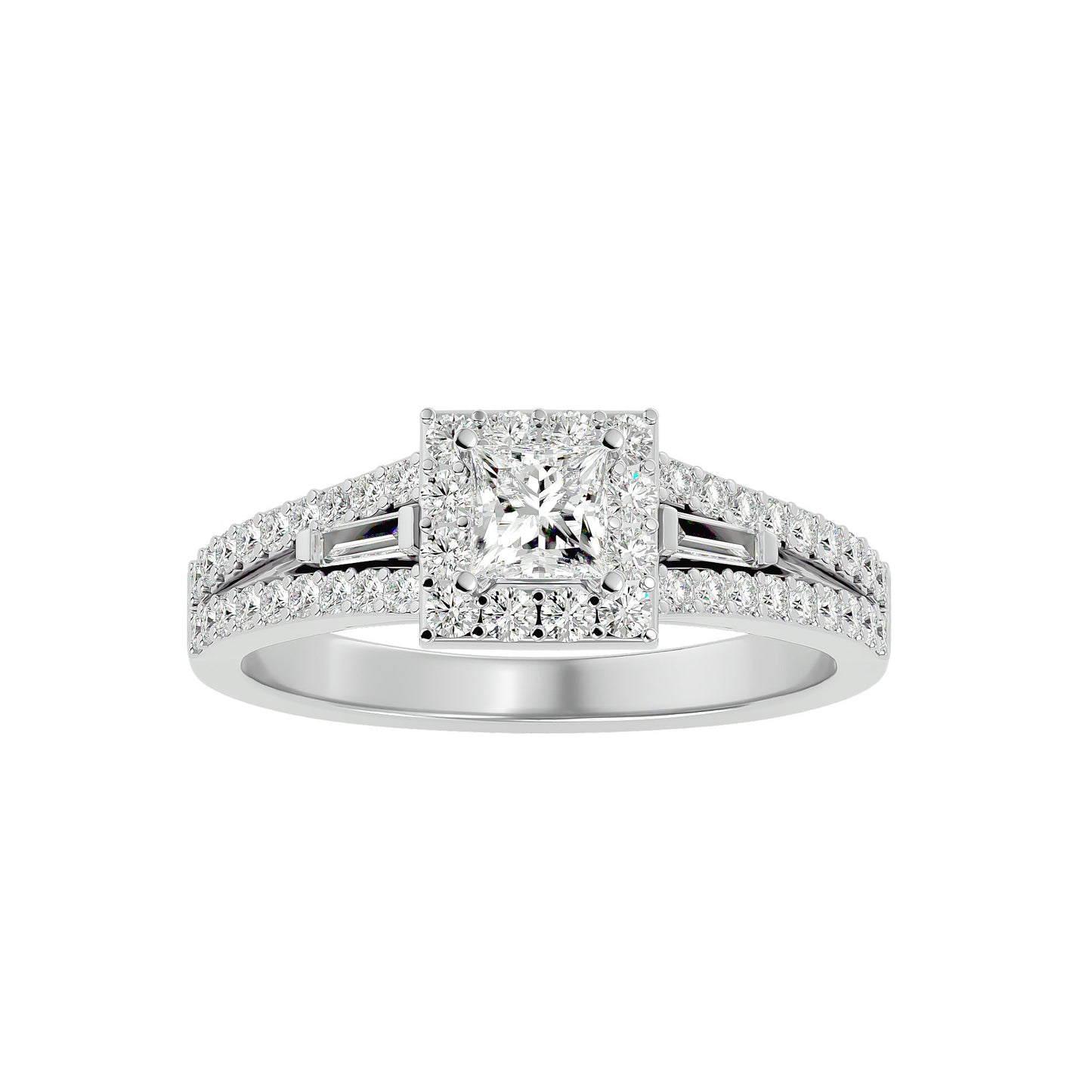 Sherley side tapper baguette diamond engagement ring